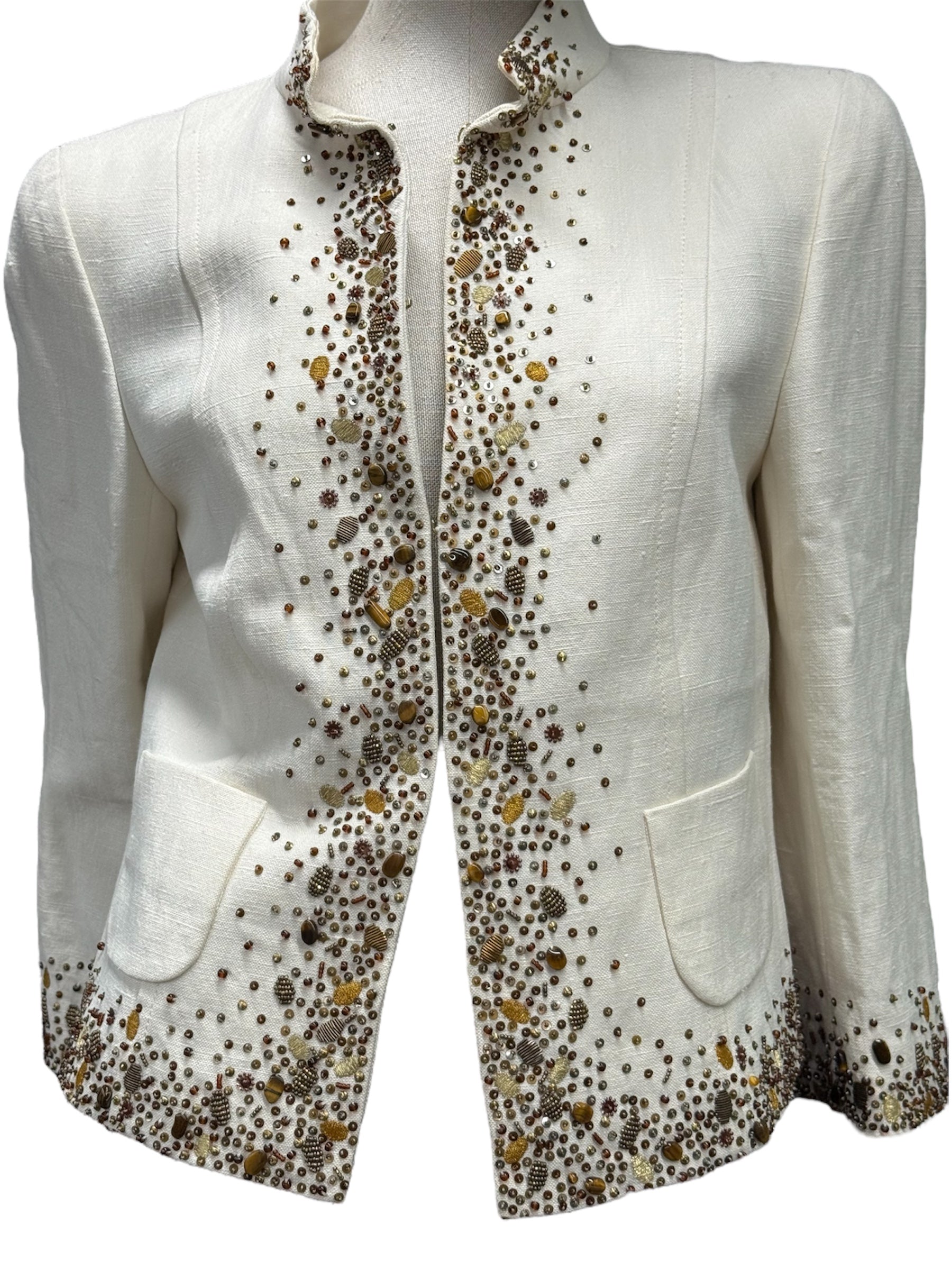 Escada Embellished Silk-Linen Jacket