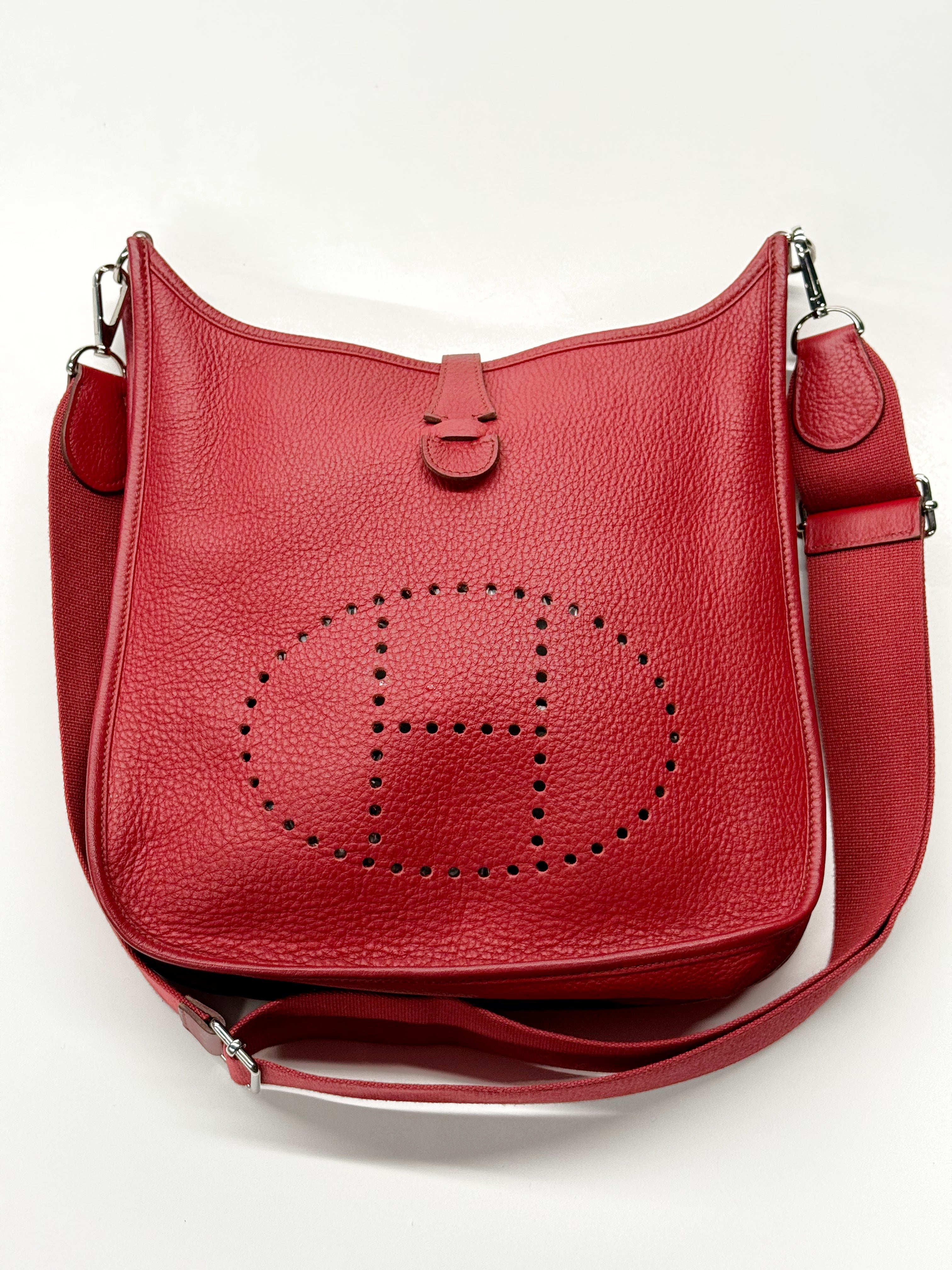 Hermès Evelyne III PM Red Clemence Leather Crossbody Bag