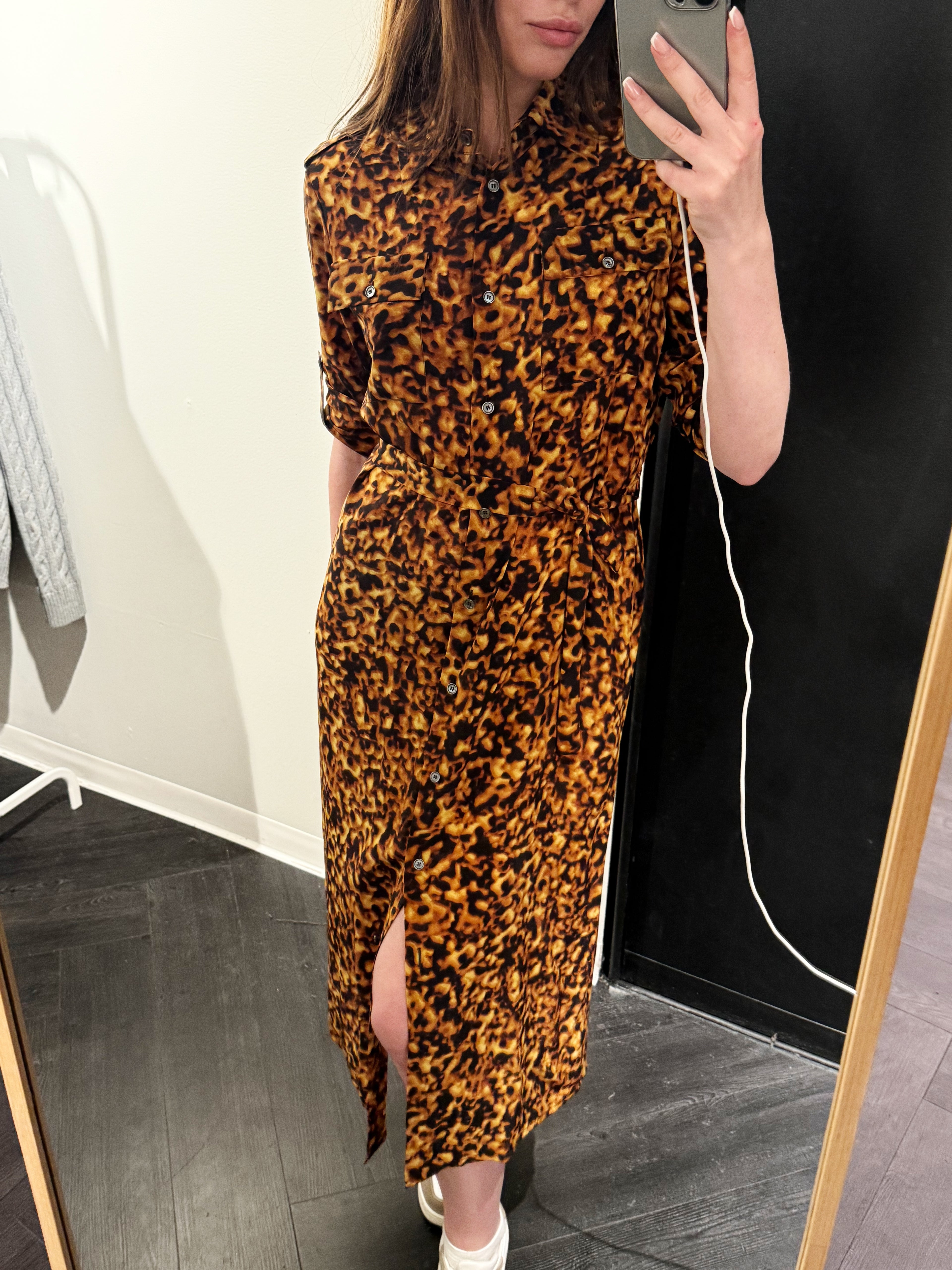 Celine Silk Dress in Leopard Print