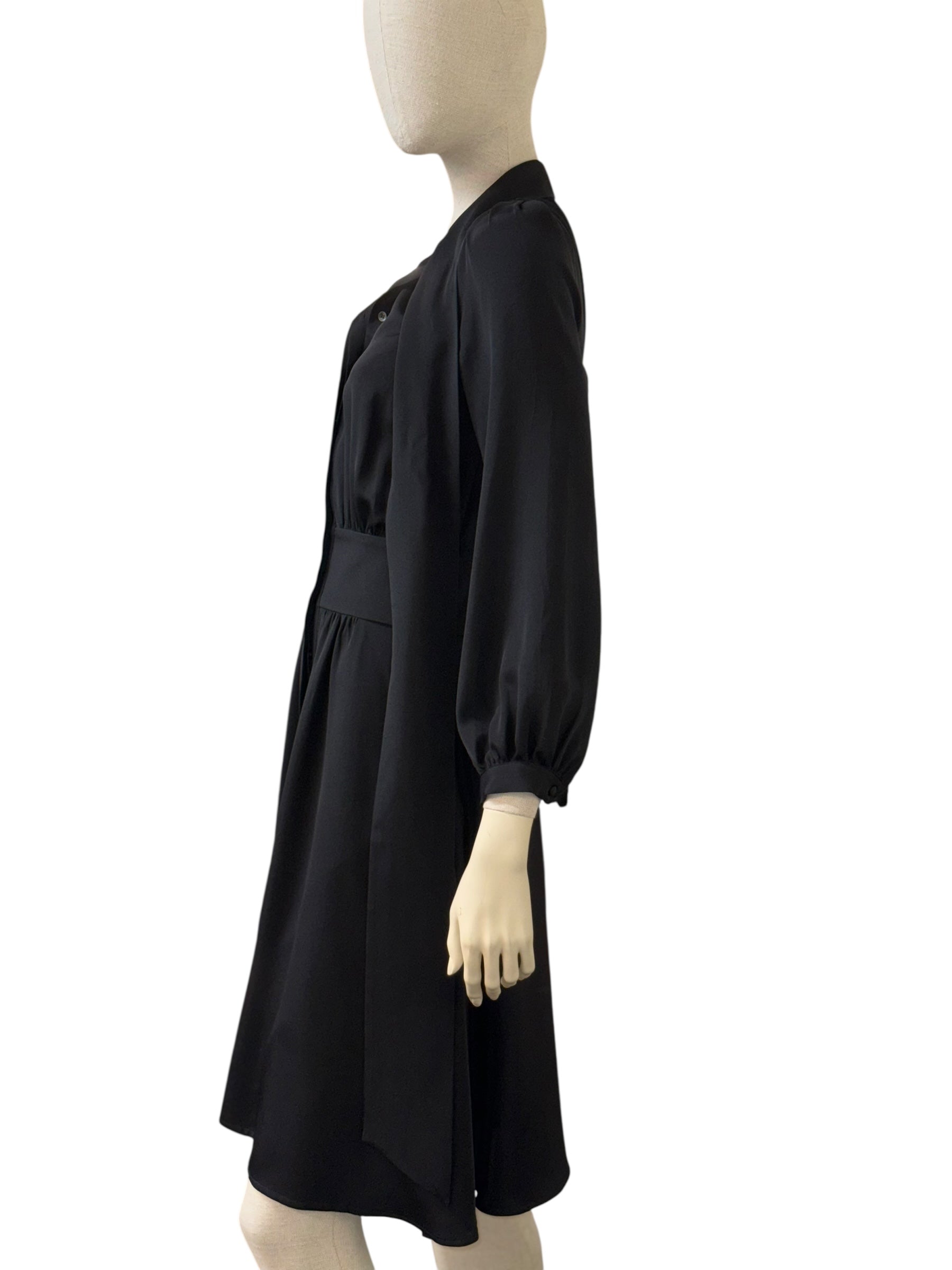 Cavour Silk Tie-Neck Dress - XS