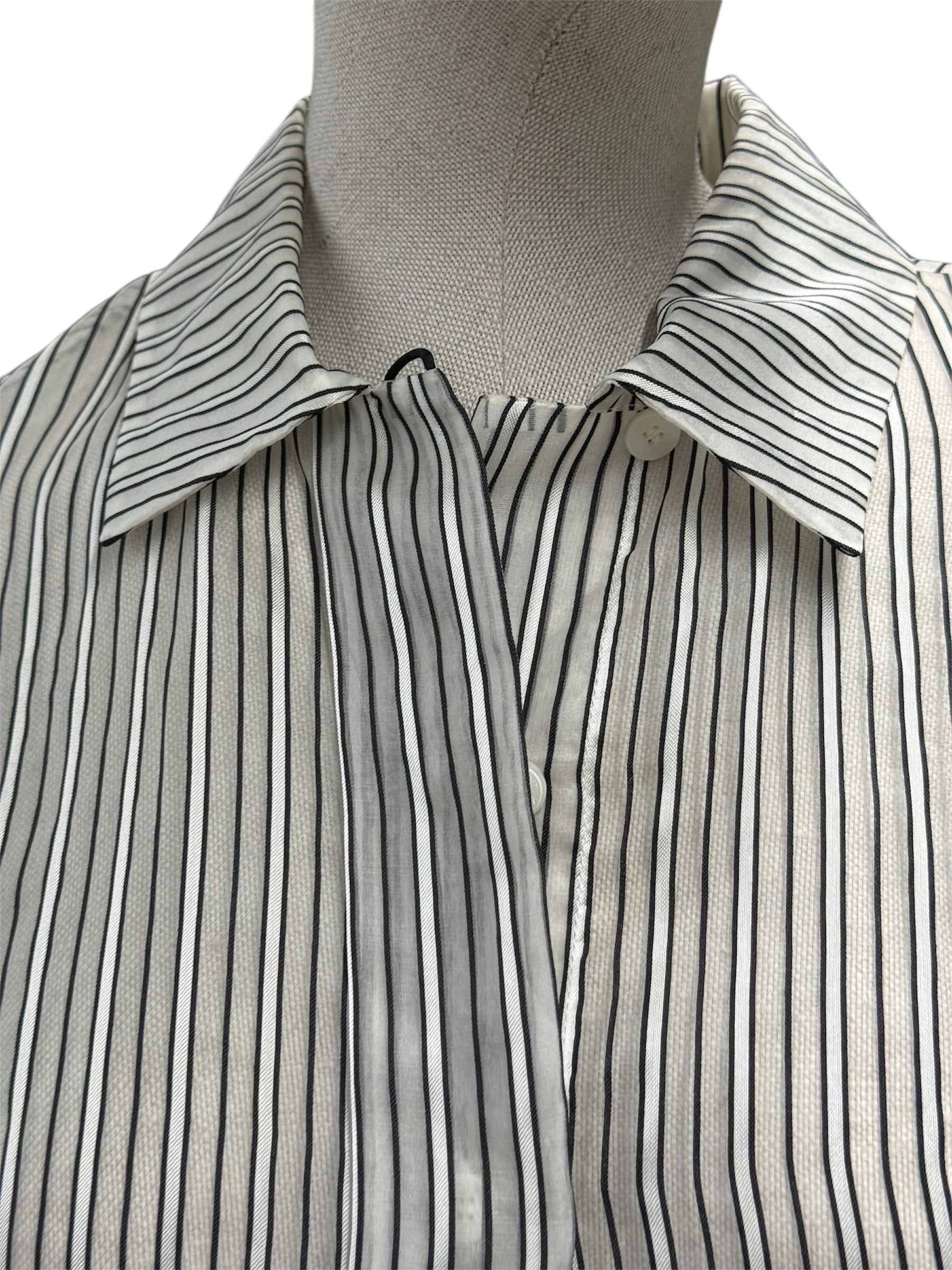 Yves Saint Laurent Variation Striped Sleeveless Blouse