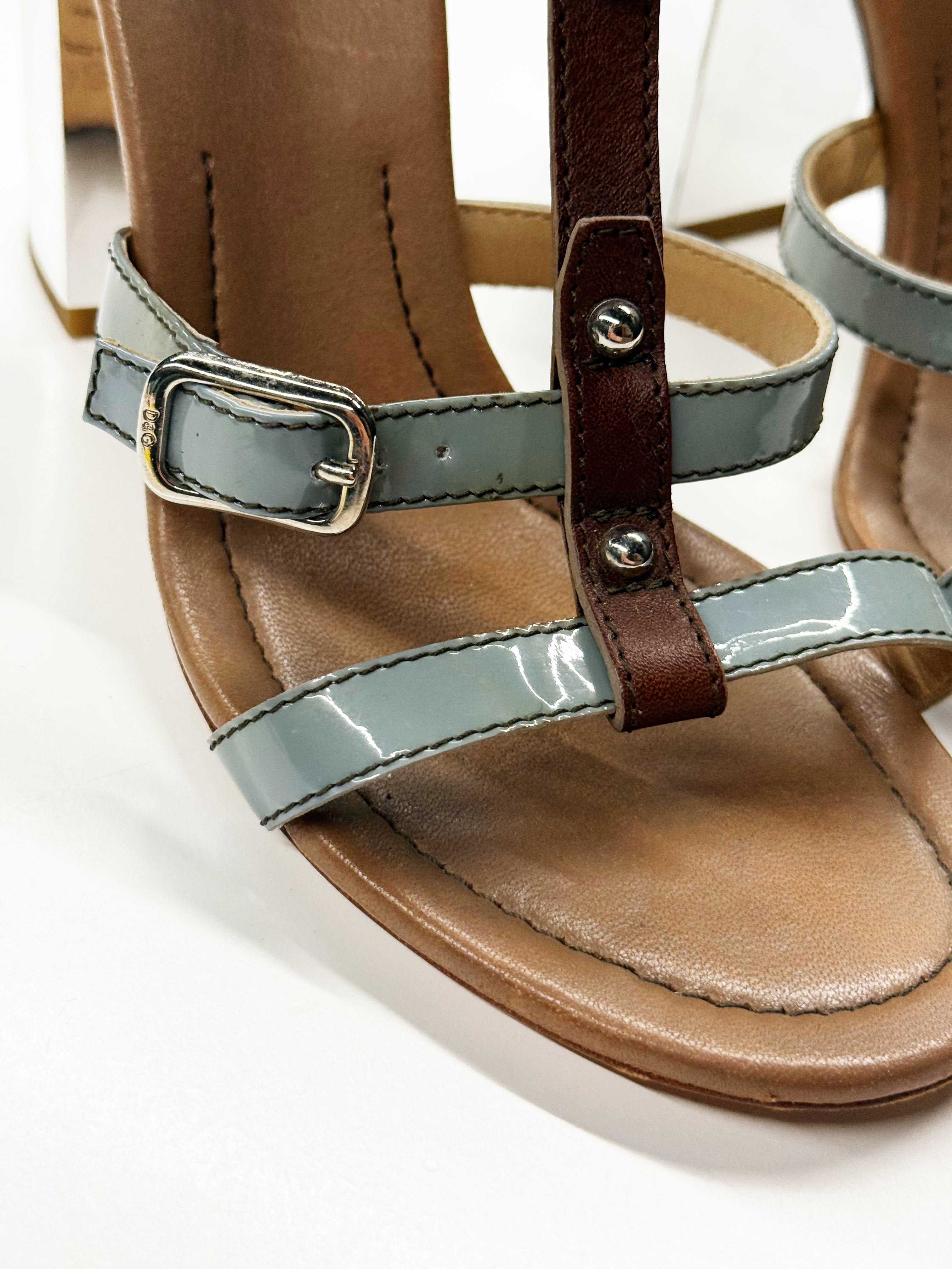 D&G Patent Leather and Calfskin Heeled Sandals