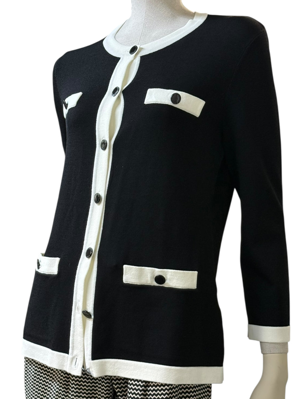 KARL LAGERFELD PARIS MONOCHROME KNIT CARDIGAN
