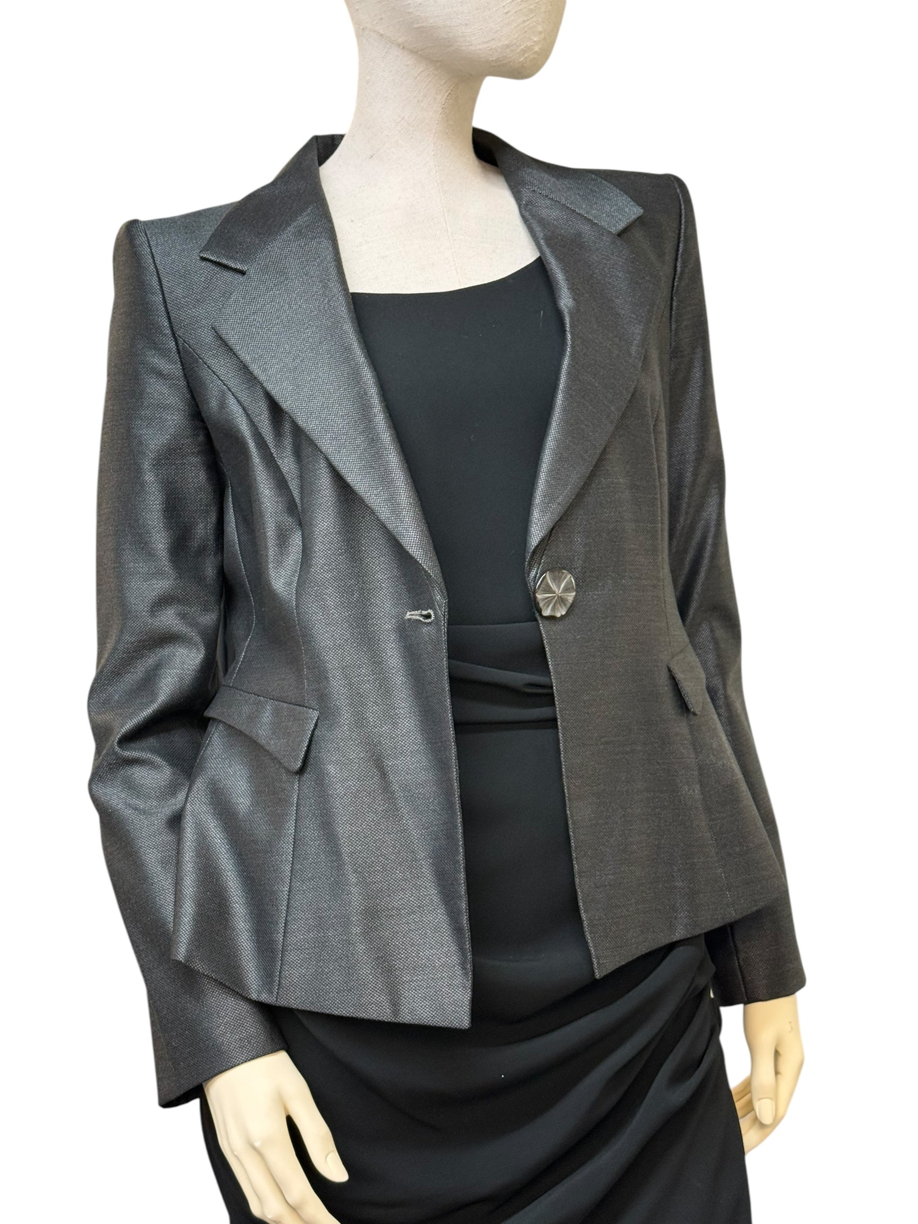 Giorgio Armani Wool-Silk Structured Blazer - EU 40