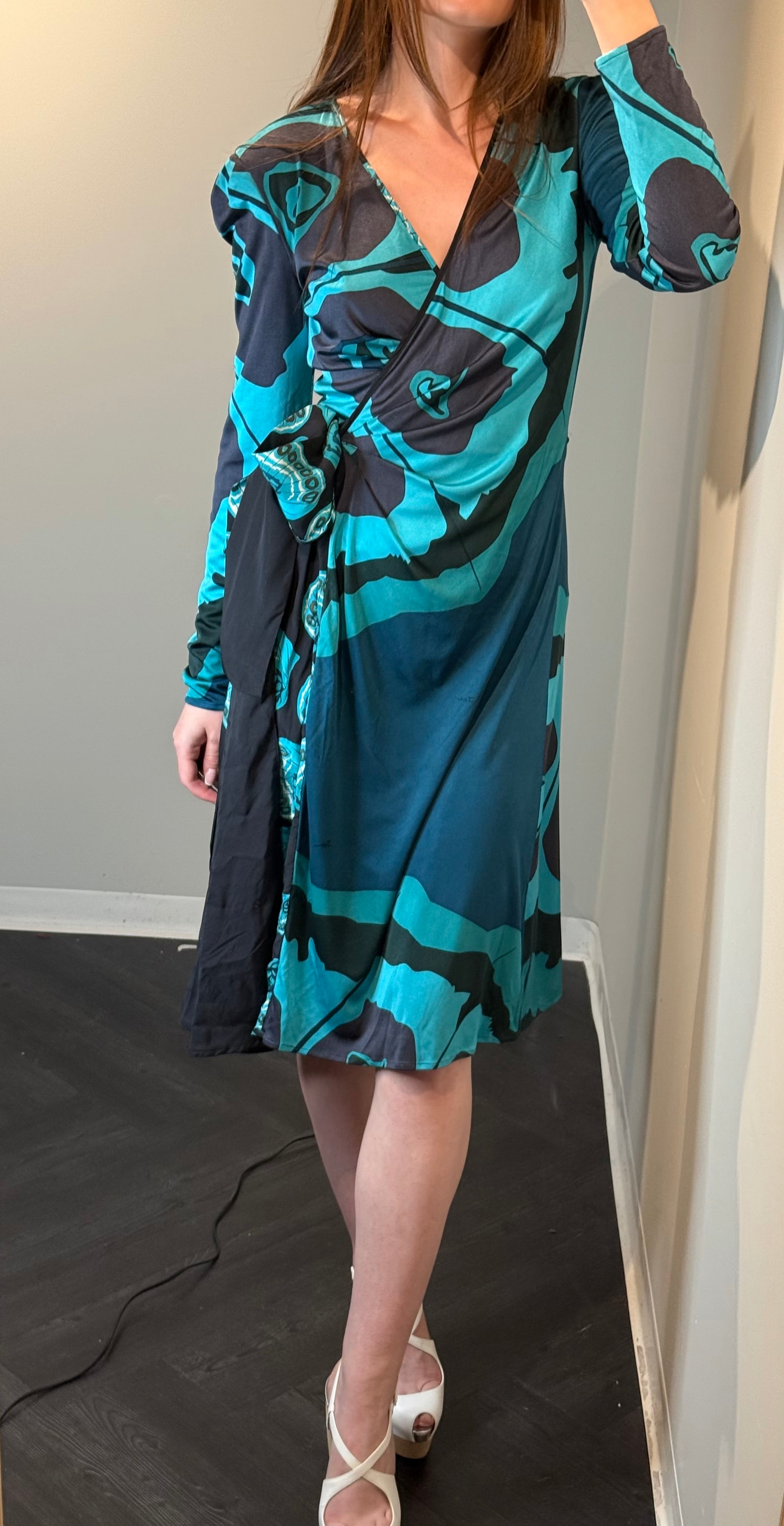 Silk Blue Wrap Dress
