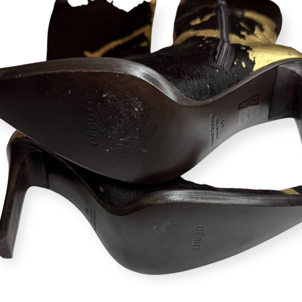 DÉBUT BLACK AND GOLD LEATHER BOOTS