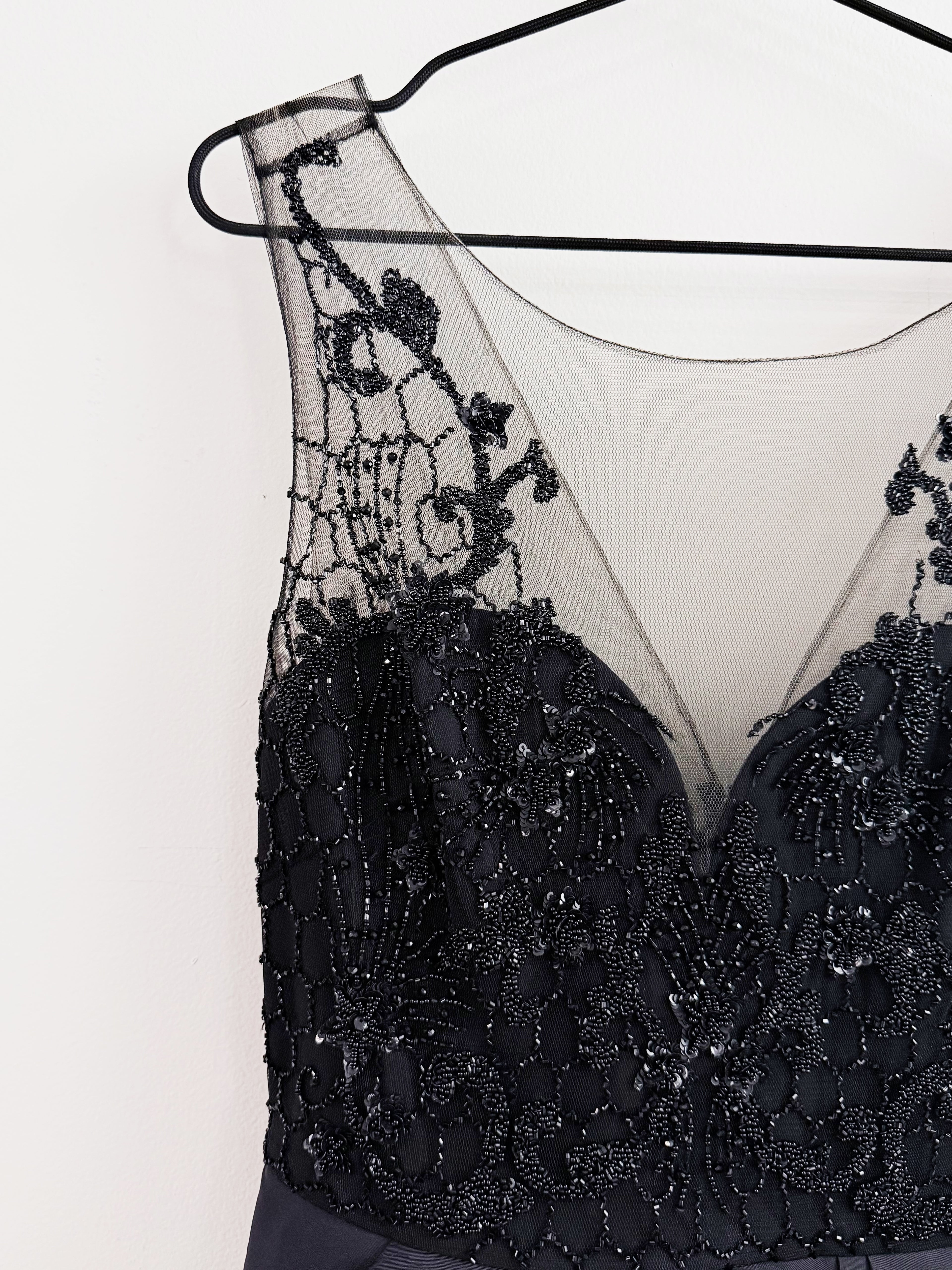 MARCHESA NOTTE Black Embellished Cocktail Dress