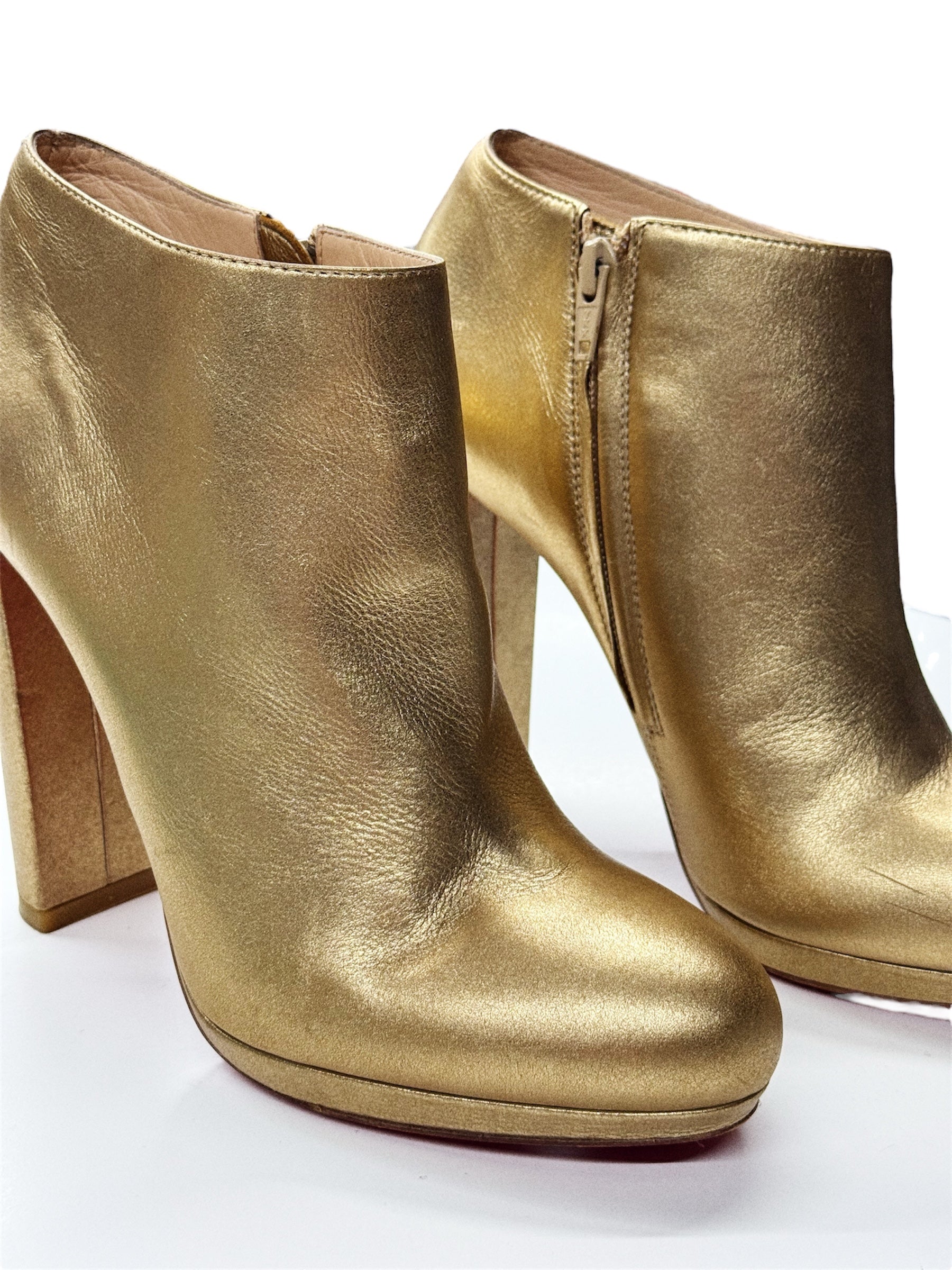 Christian Louboutin Gold Leather Ankle Boots