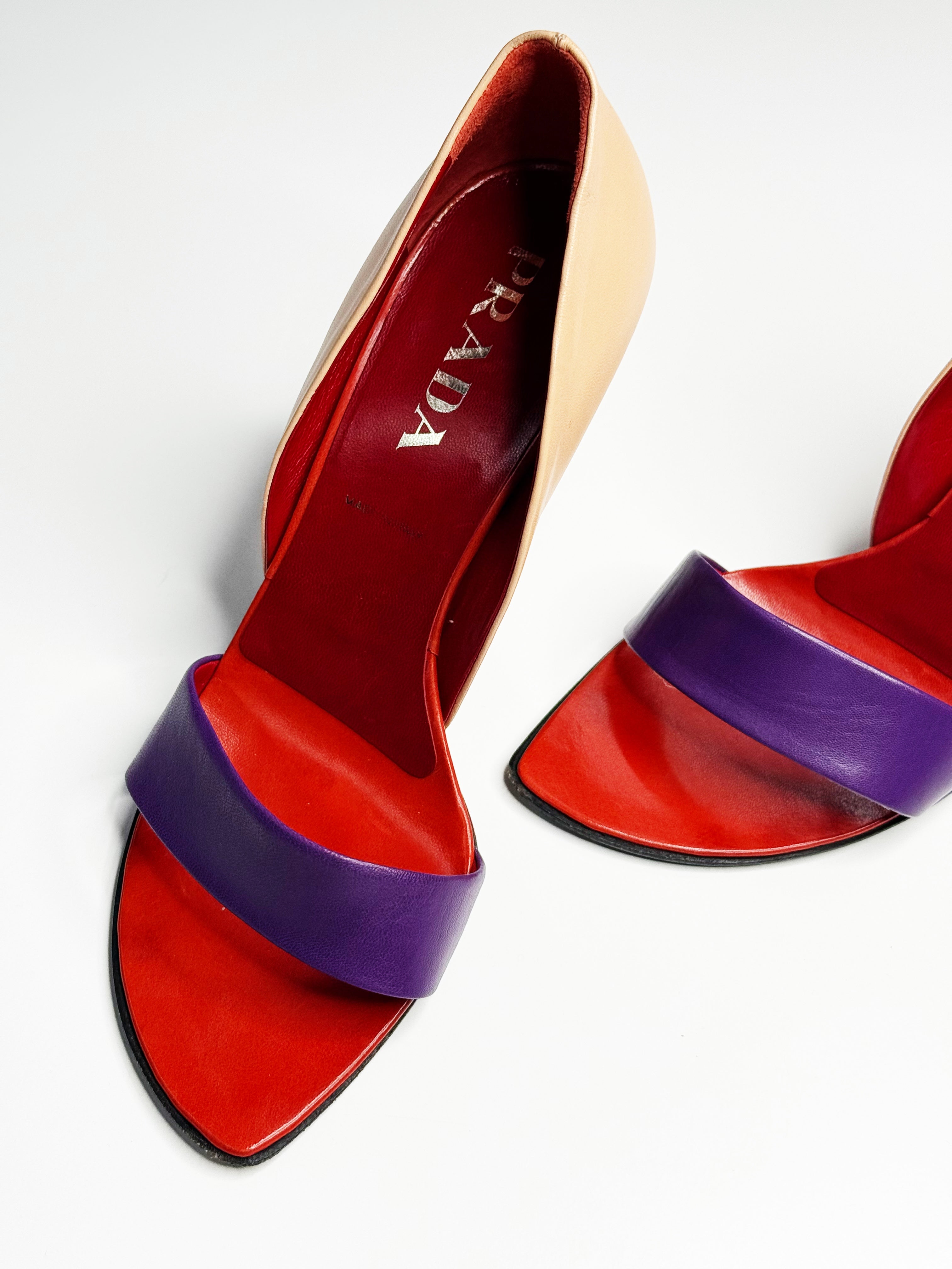 Prada Tricolour Sculptural Heels