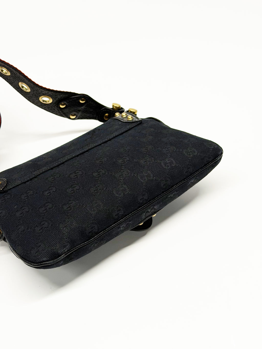 GUCCI Tom Ford Era Studded GG Monogram Horsebit Shoulder Bag – Early 2000s