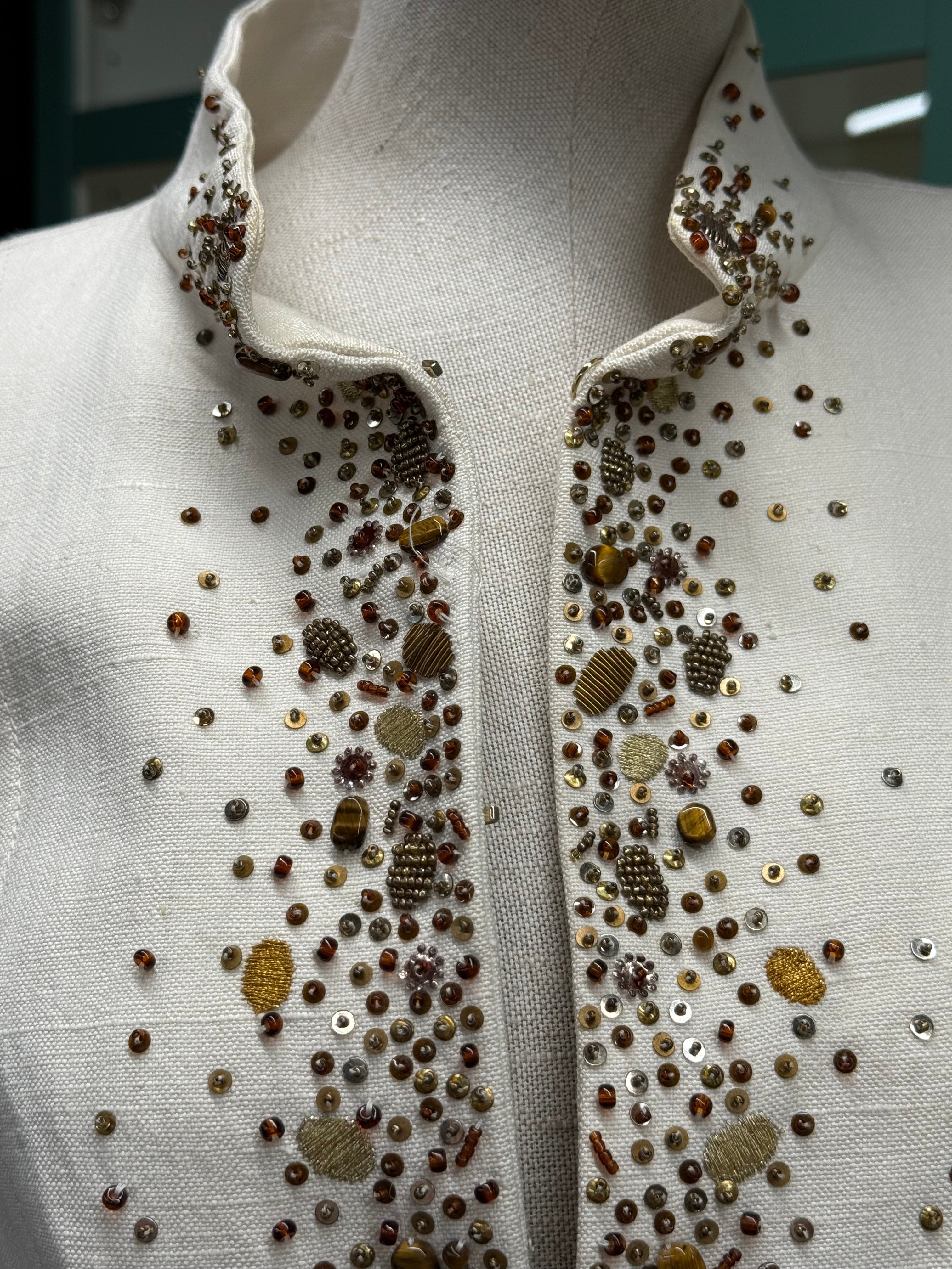 Escada Embellished Silk-Linen Jacket