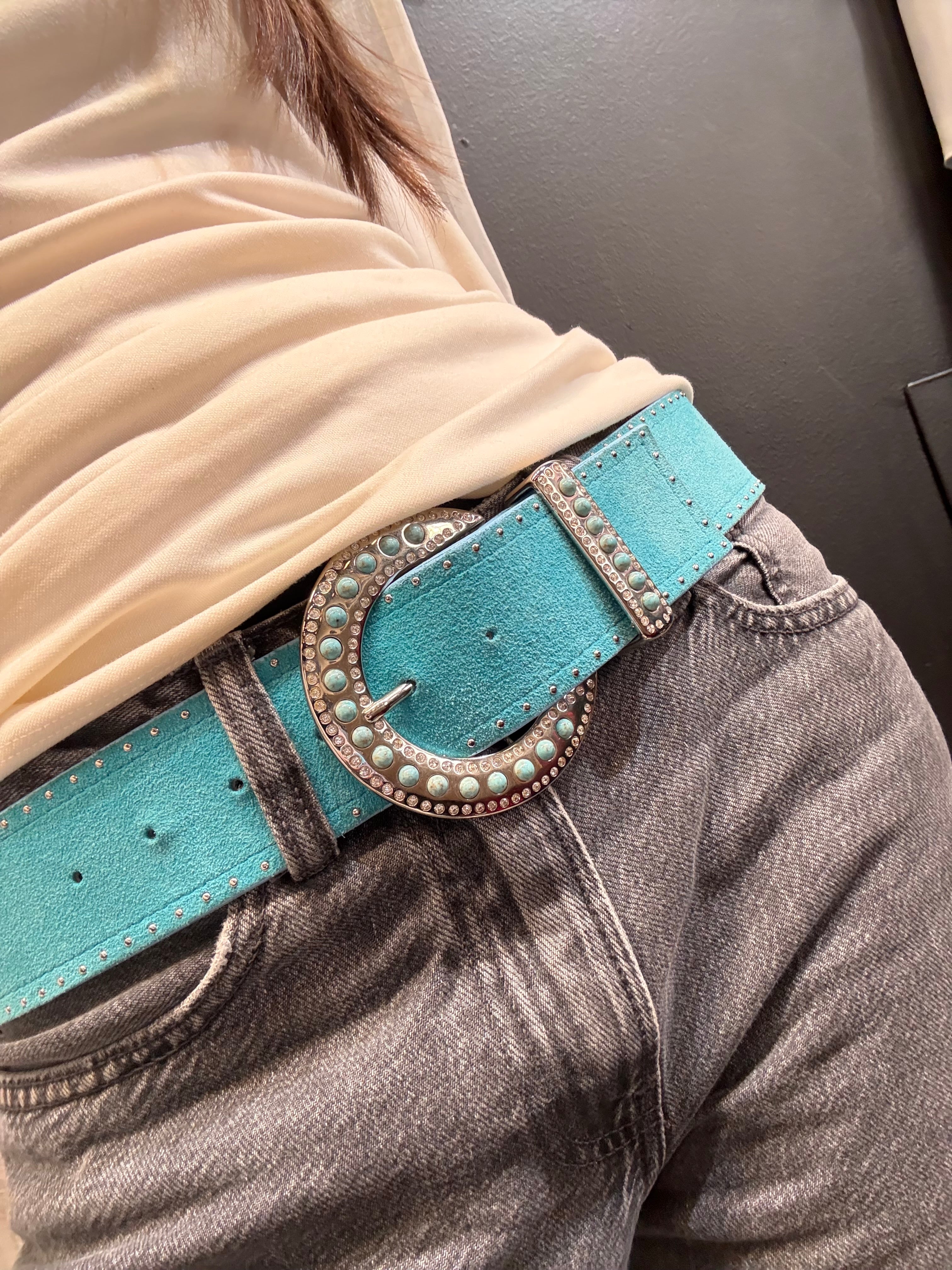 Fabrizio Mancini Blue Suede Belt