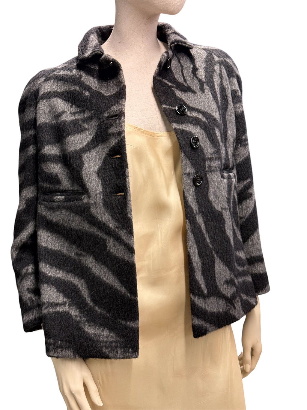 See by Chloé Wool-Blend Zebra Jacket