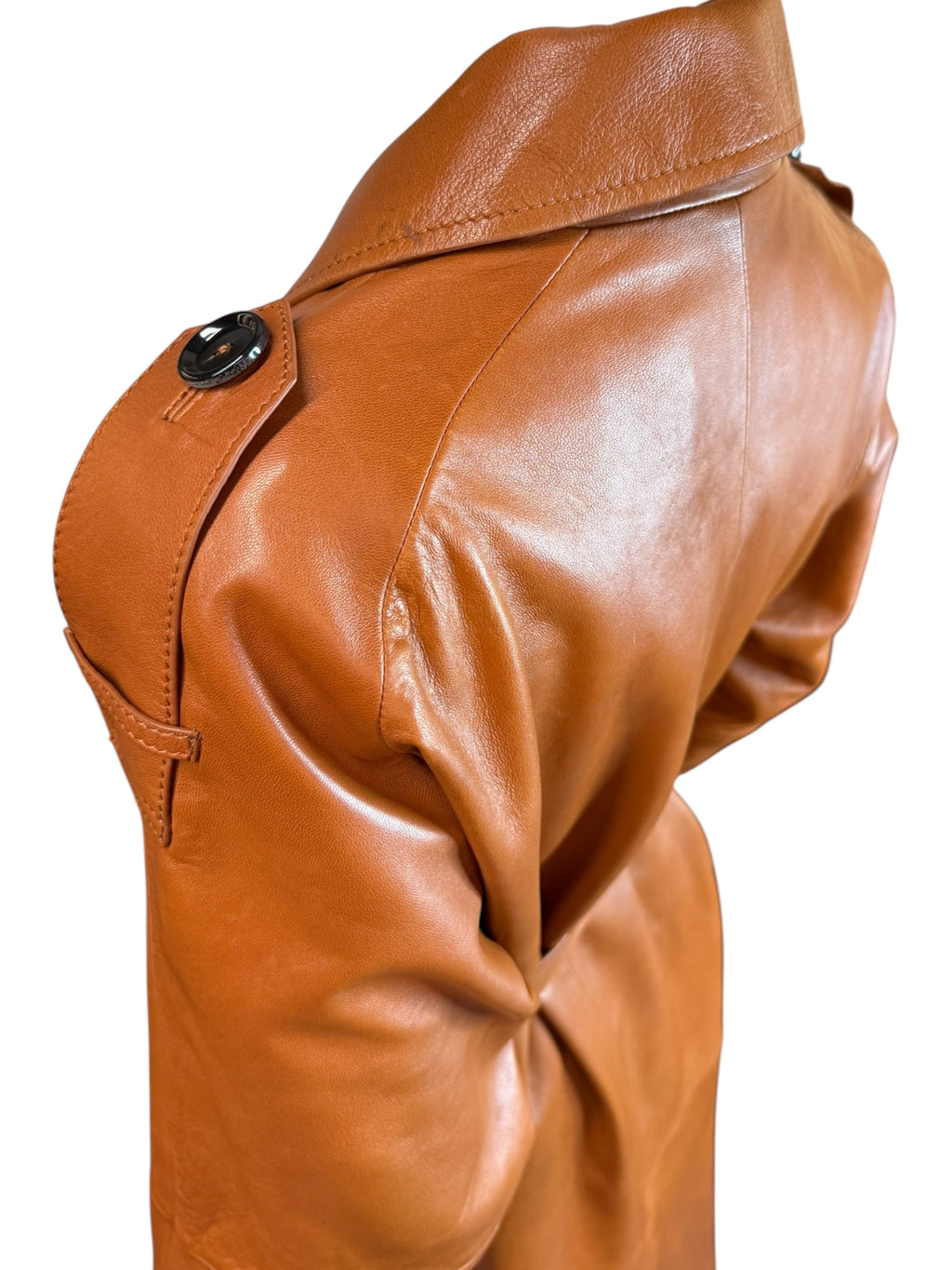 MASSIMO DUTTI LEATHER TRENCH COAT – CAMEL – SIZE L