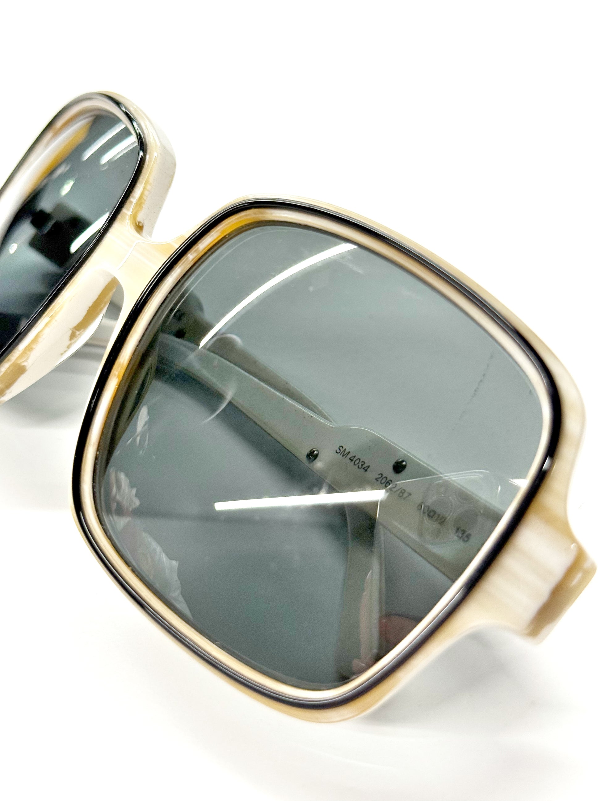 Stella McCartney Oversized Square Sunglasses Ivory Horn Effect – Designer Eyewear