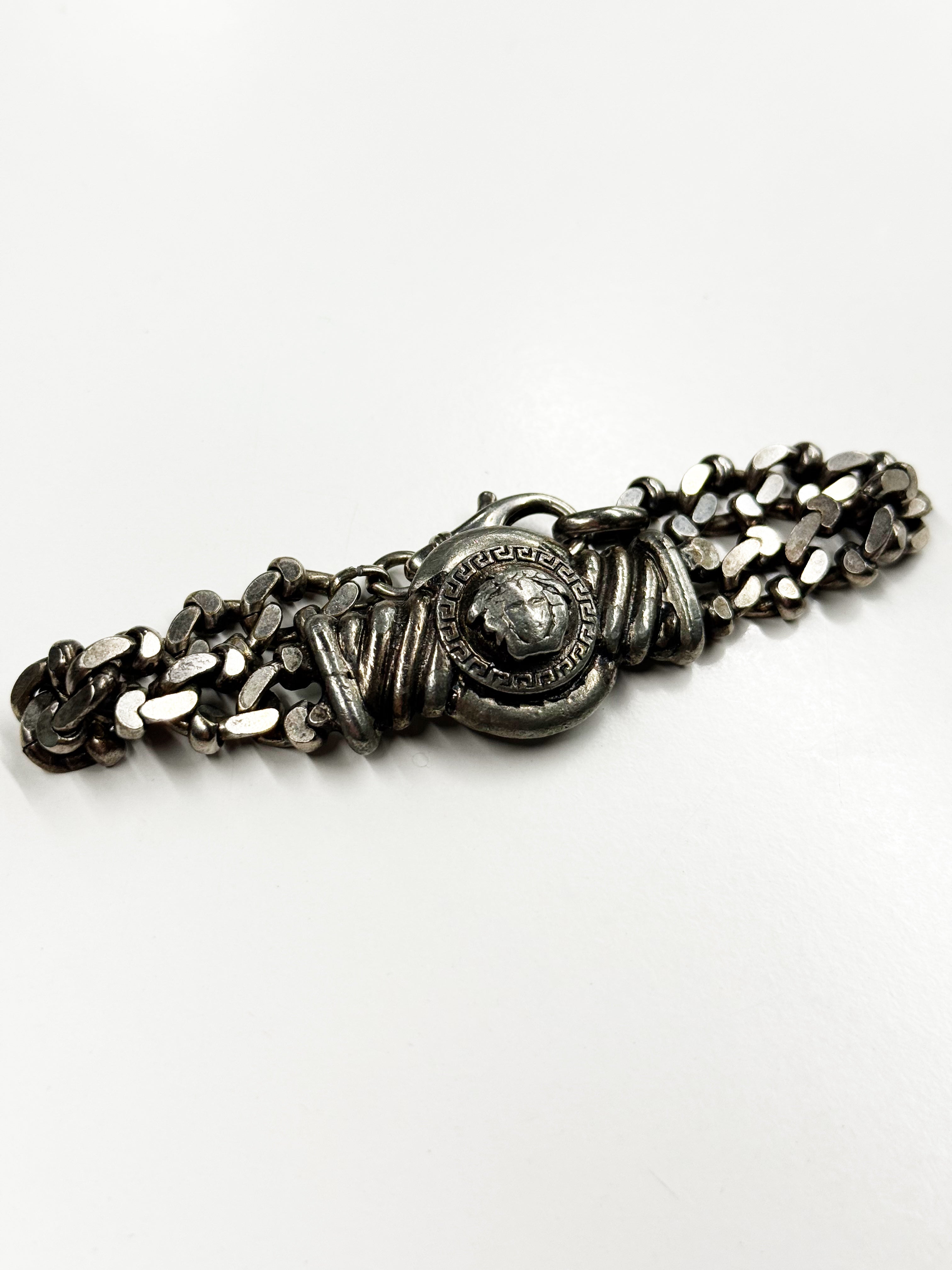 Vintage Gianni Versace Silver-Tone Medusa Chain Bracelet – Made in Italy