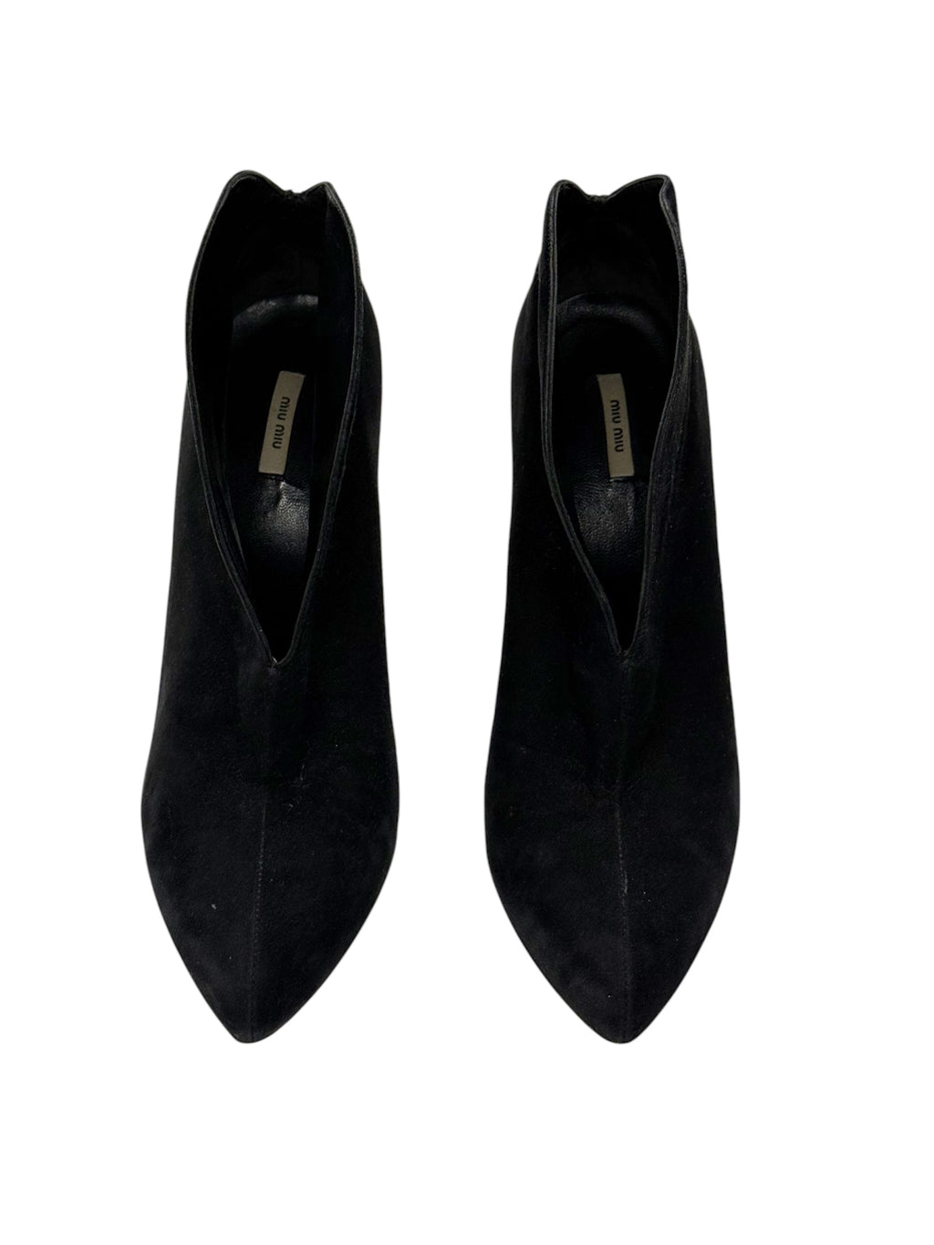 Miu Miu Sculpted Suede Ankle Boots