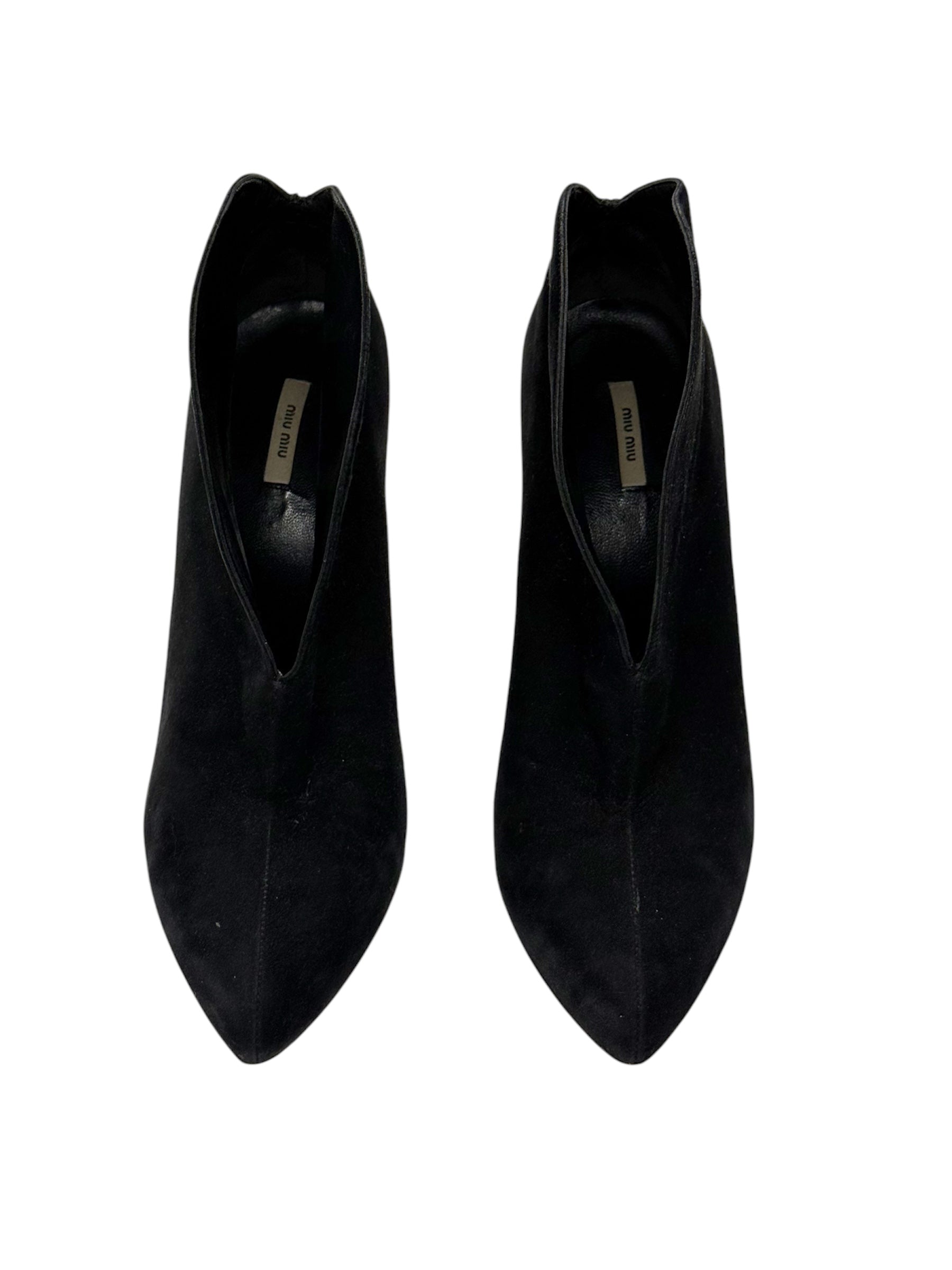 Miu Miu Sculpted Suede Ankle Boots