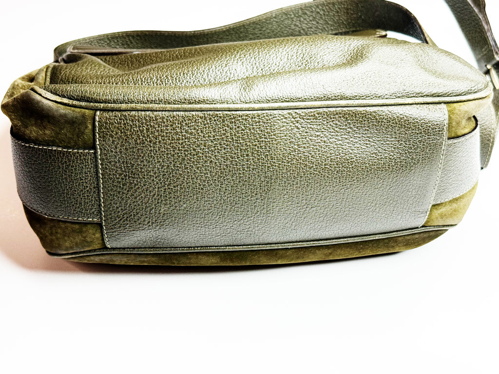 Vintage Gucci Green Suede & Leather Shoulder Bag