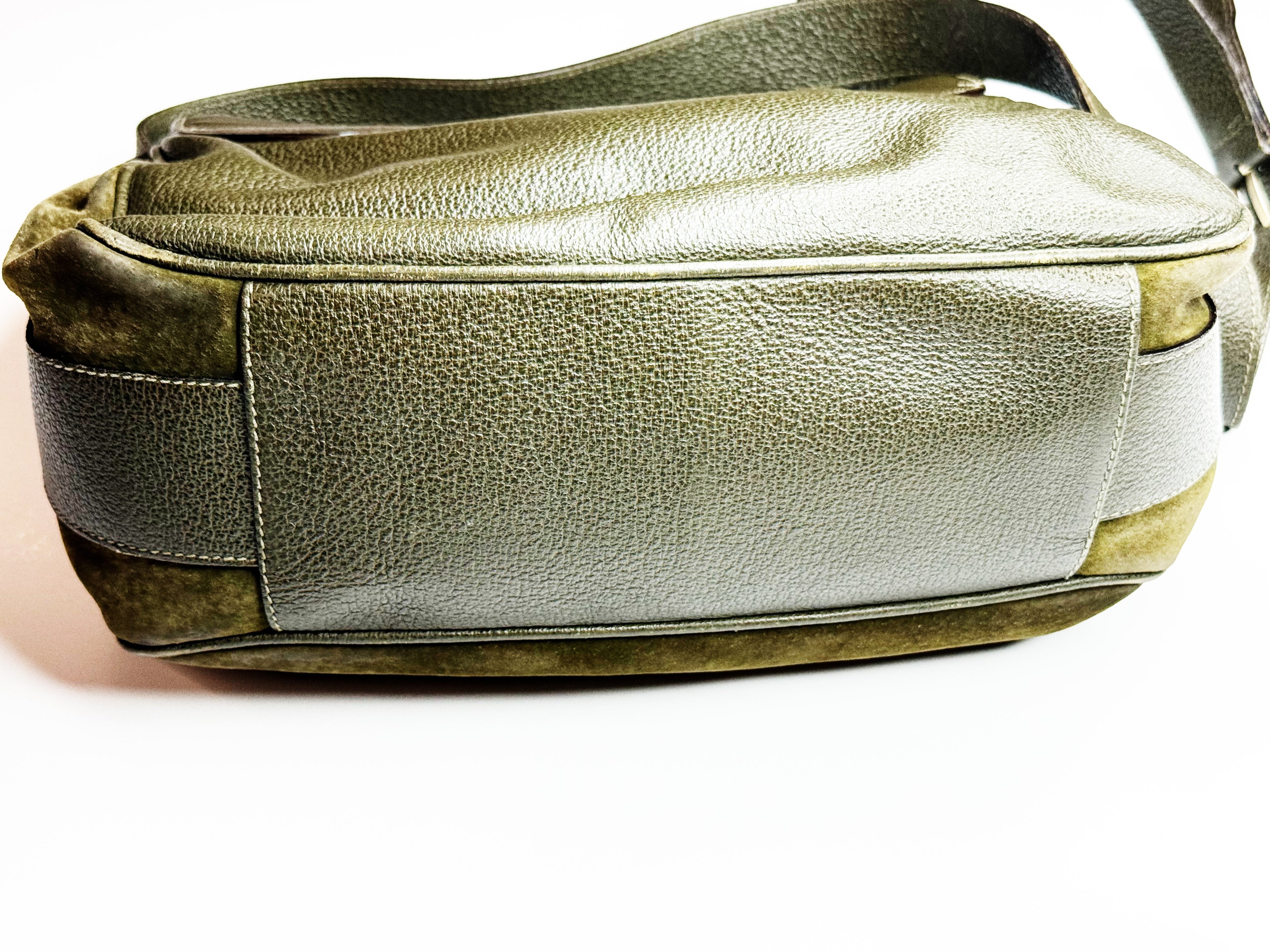 Vintage Gucci Green Suede & Leather Shoulder Bag