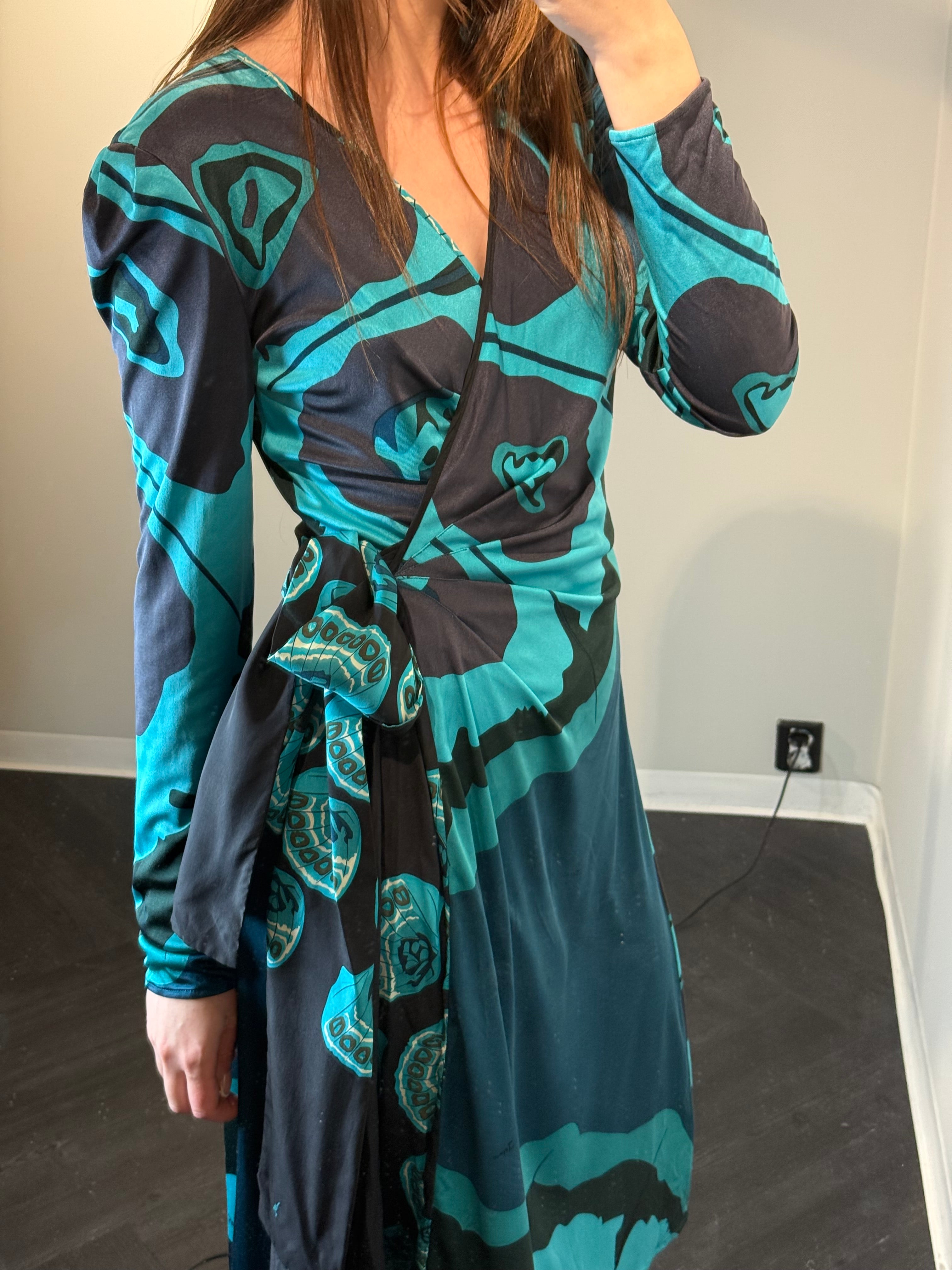 Silk Blue Wrap Dress
