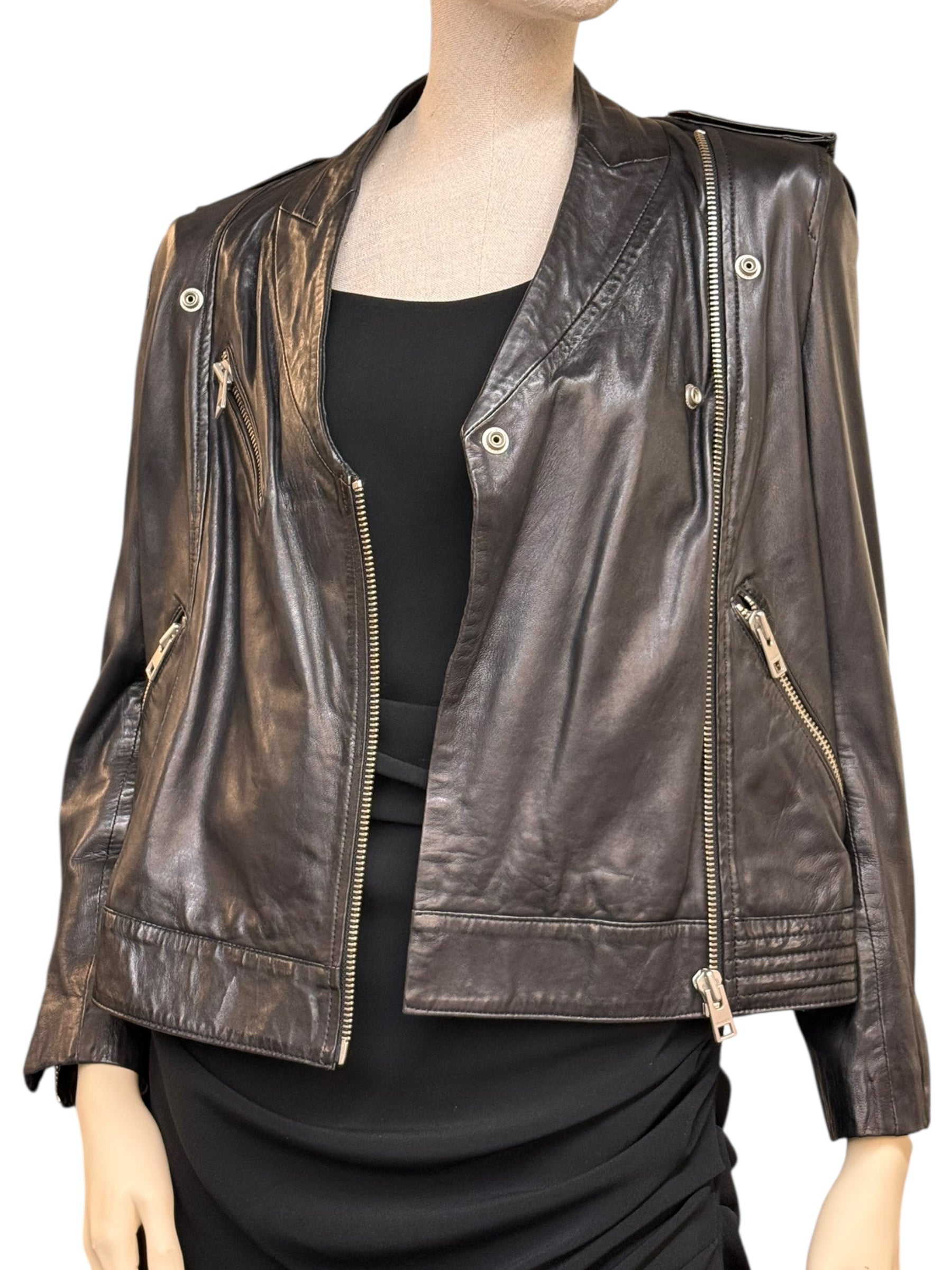 Zadig & Voltaire “LOON BIS” Lamb Leather Biker Jacket - EU 38