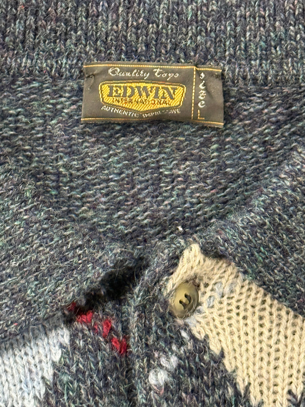 Edwin Italy Wool Argyle Knit Polo Sweater