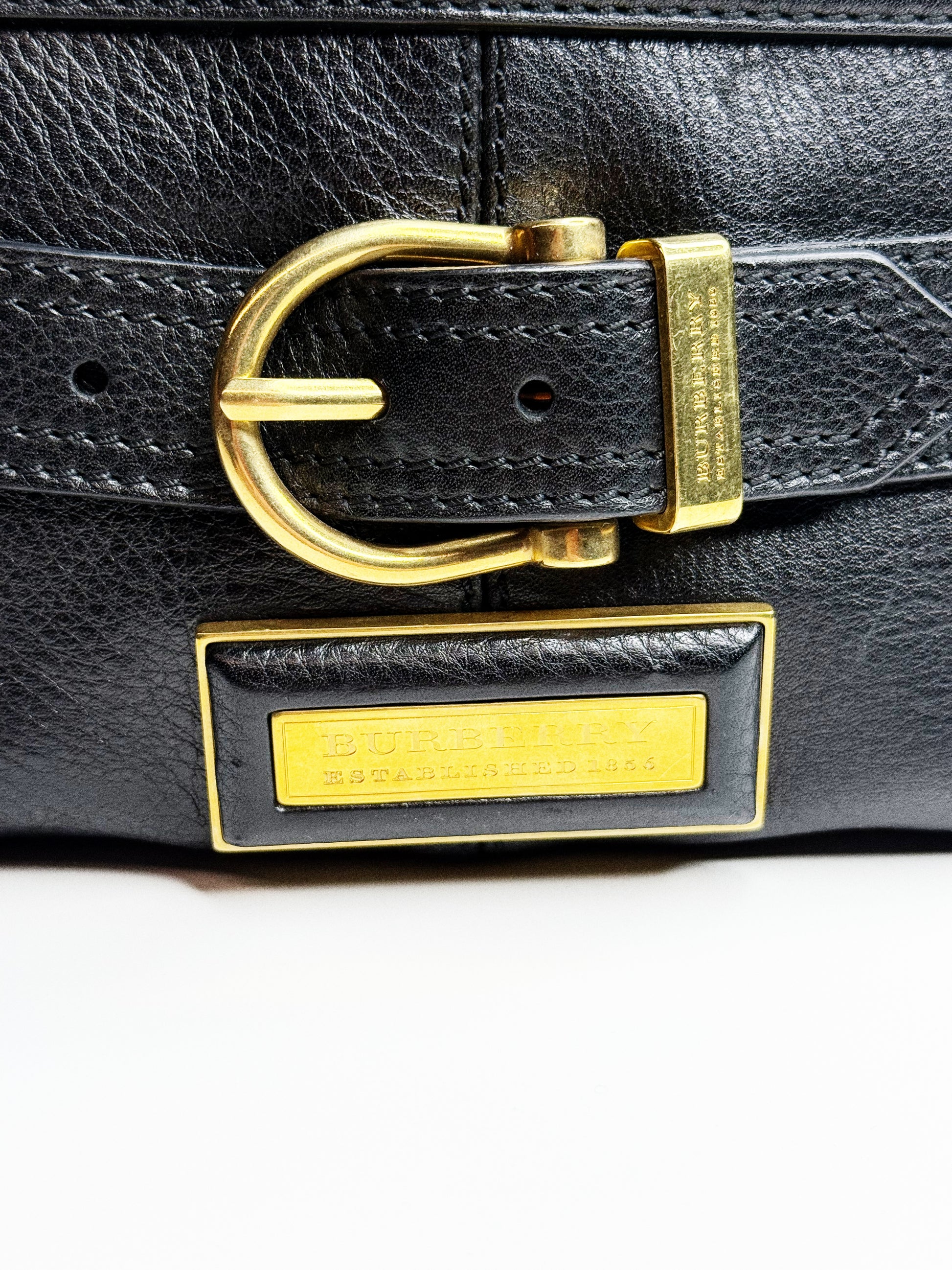 BURBERRY BLACK LEATHER BELT BAG