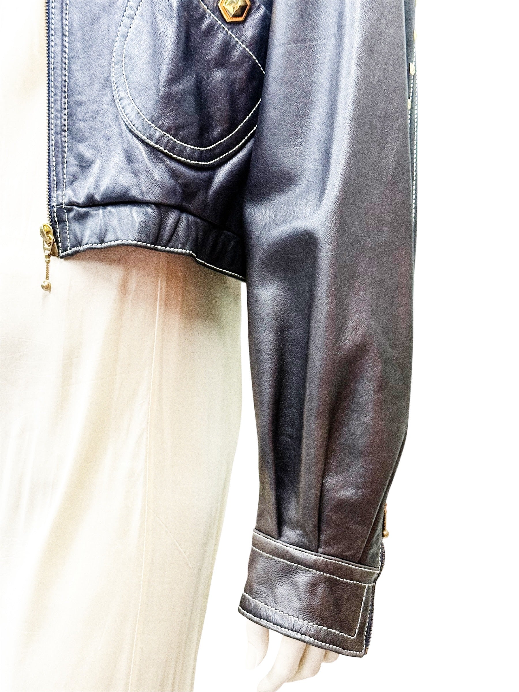 Escada by Margaretha Ley Vintage Studded Leather Jacket