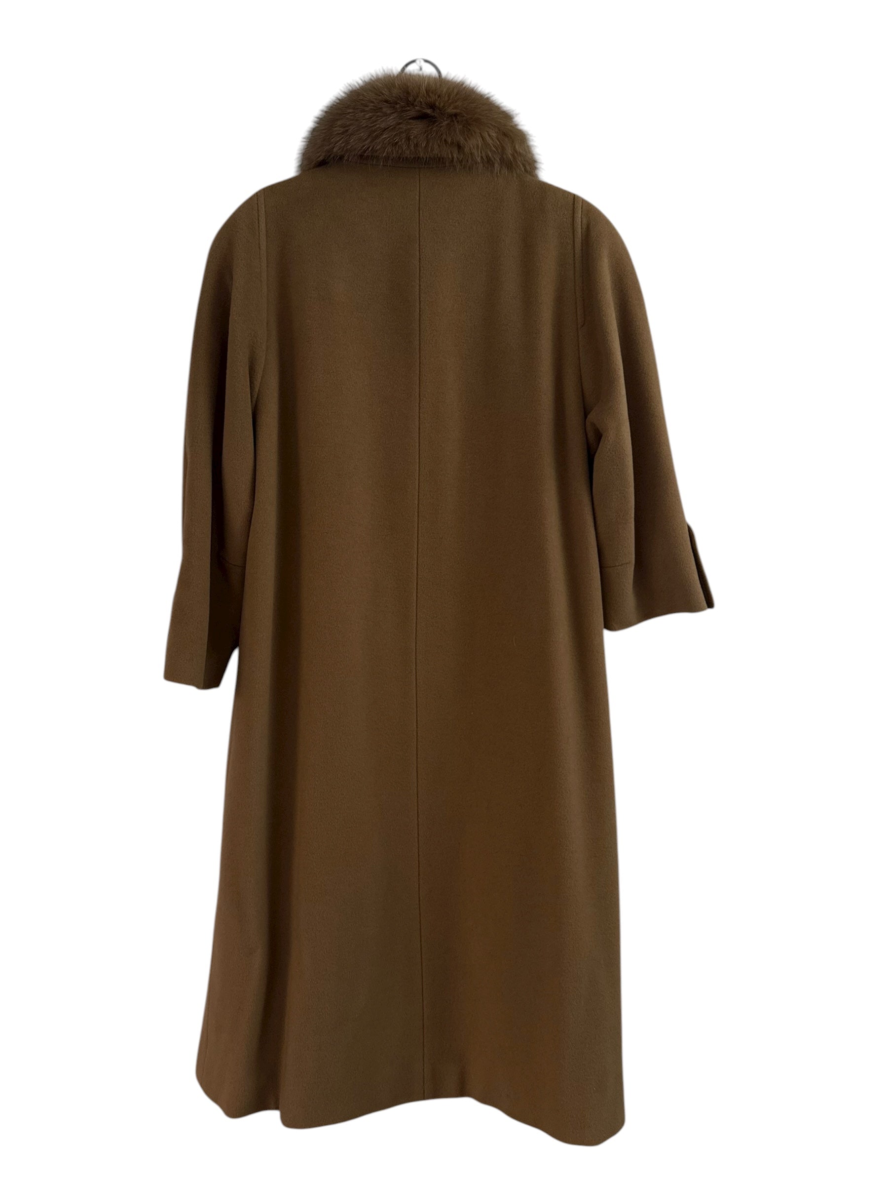 Marcona Camel Wool-Cashmere Coat with Fur Collar