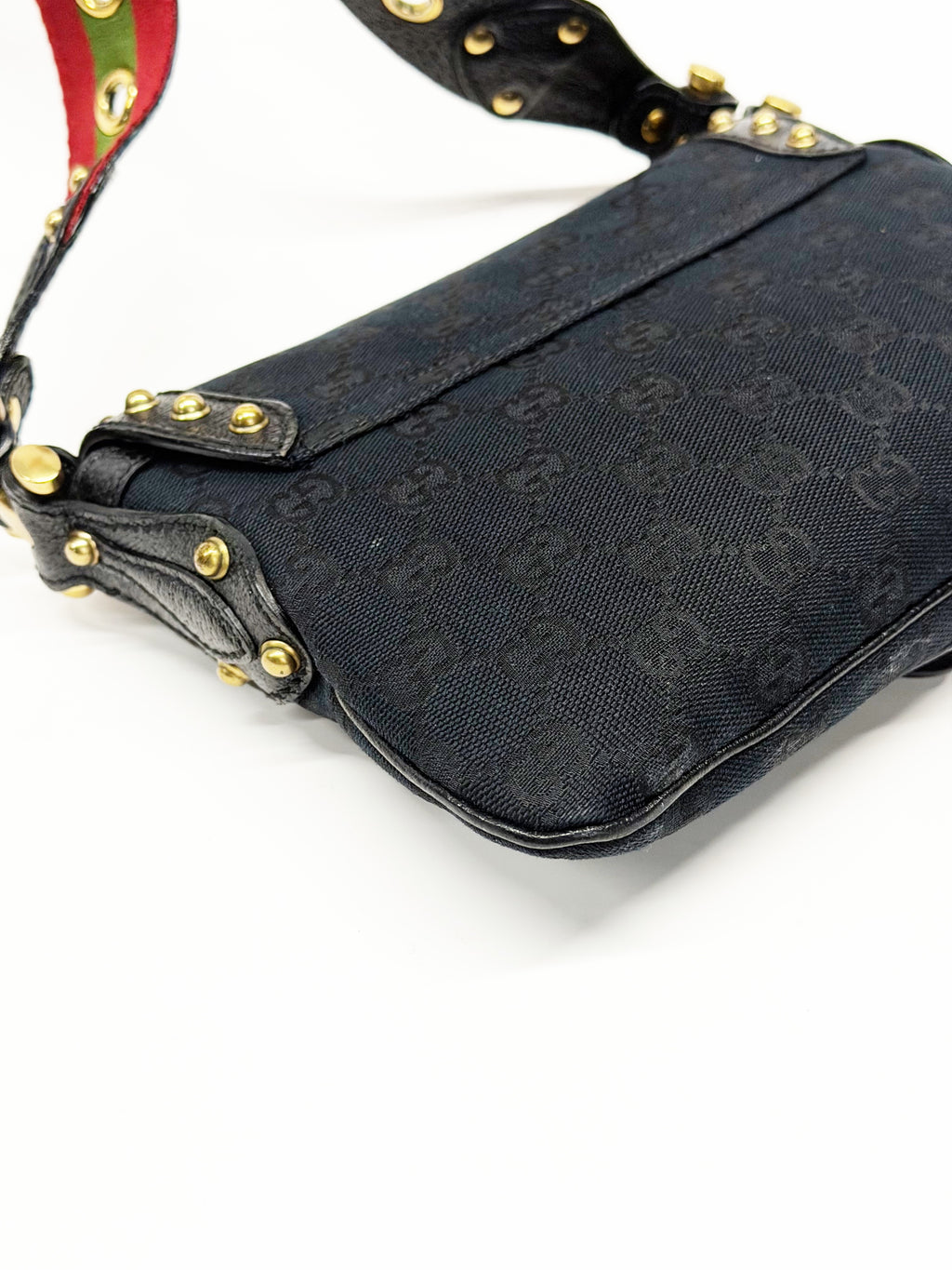 GUCCI Tom Ford Era Studded GG Monogram Horsebit Shoulder Bag – Early 2000s