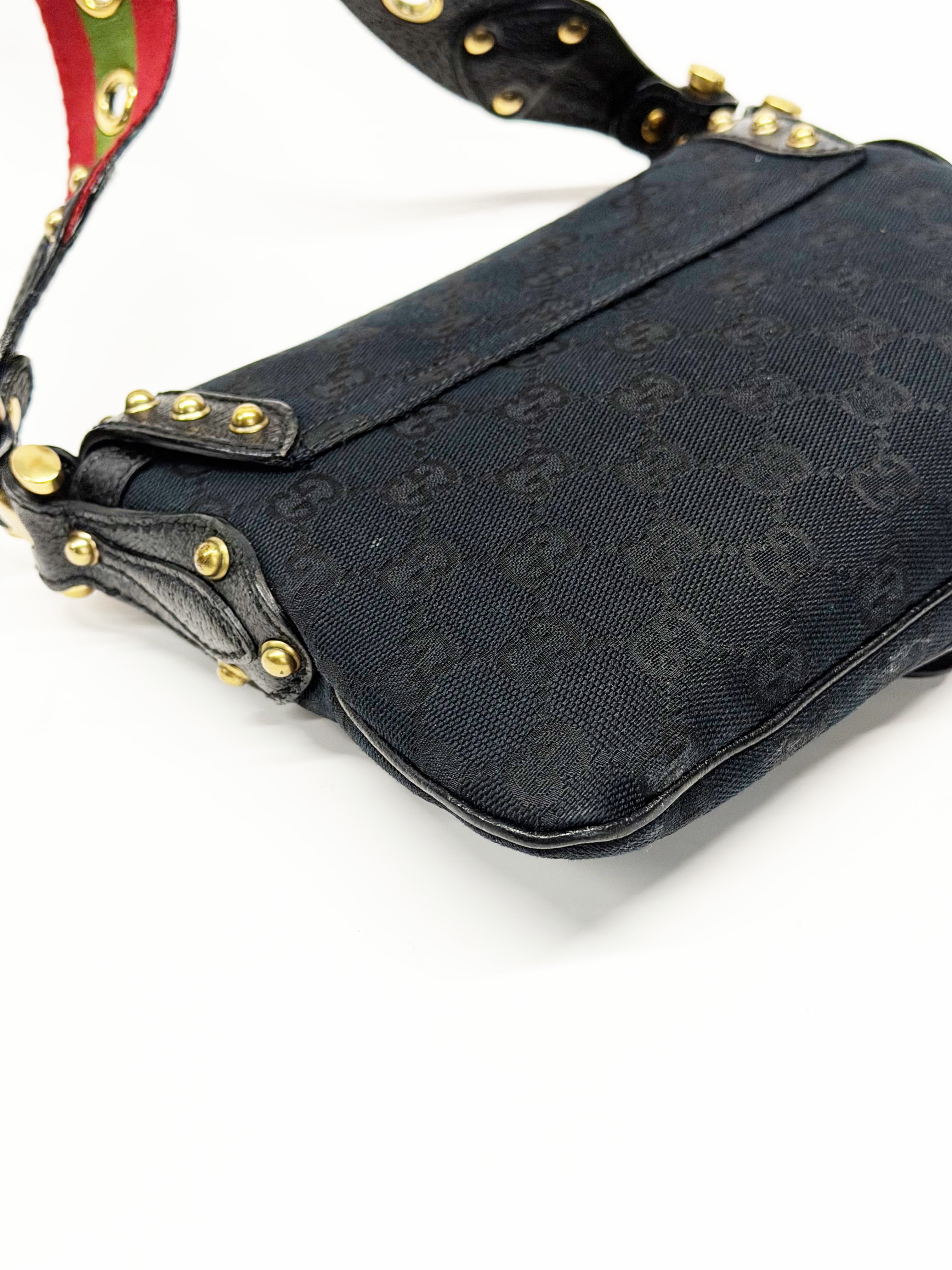 GUCCI Tom Ford Era Studded GG Monogram Horsebit Shoulder Bag – Early 2000s
