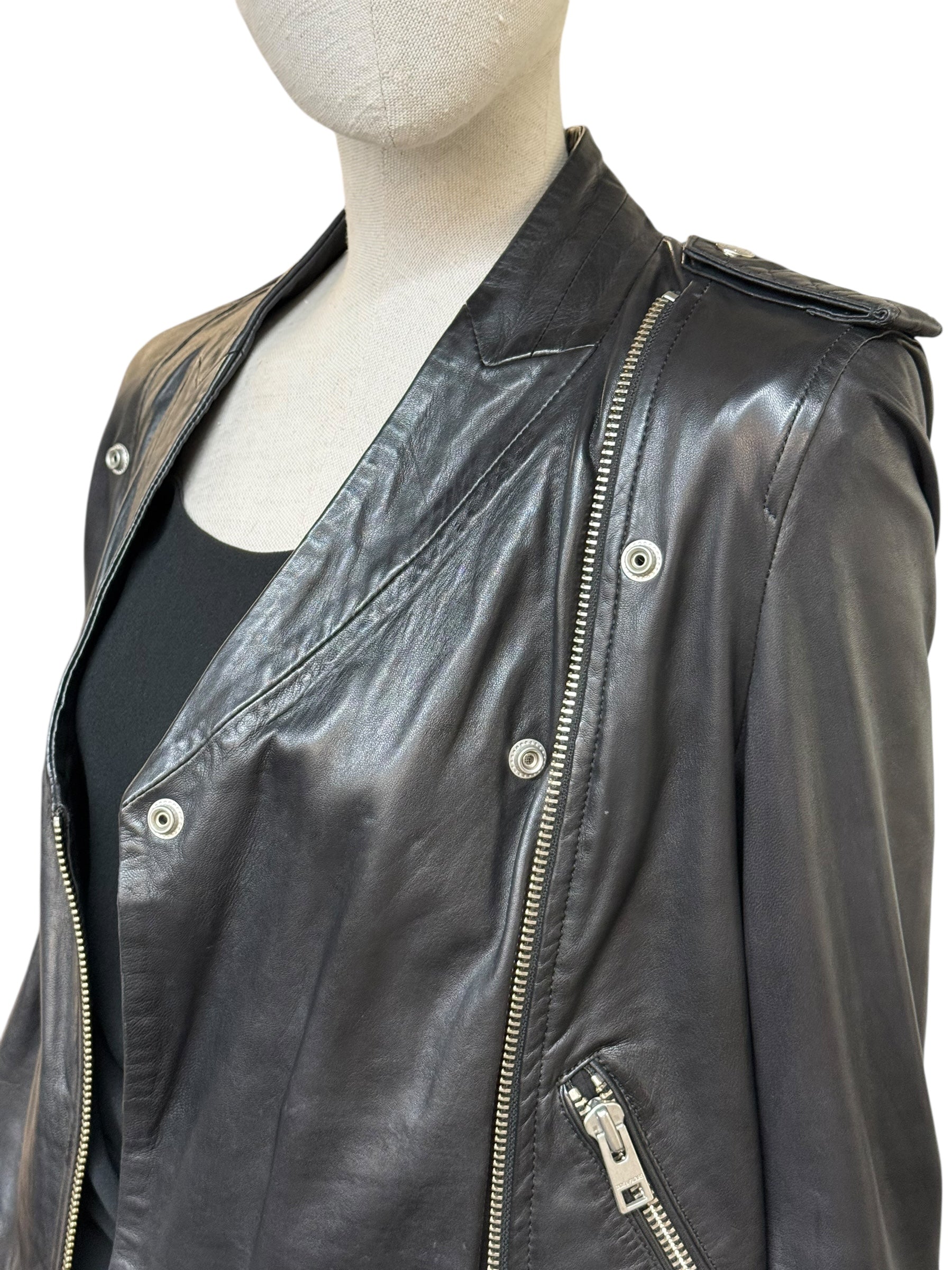 Zadig & Voltaire “LOON BIS” Lamb Leather Biker Jacket - EU 38