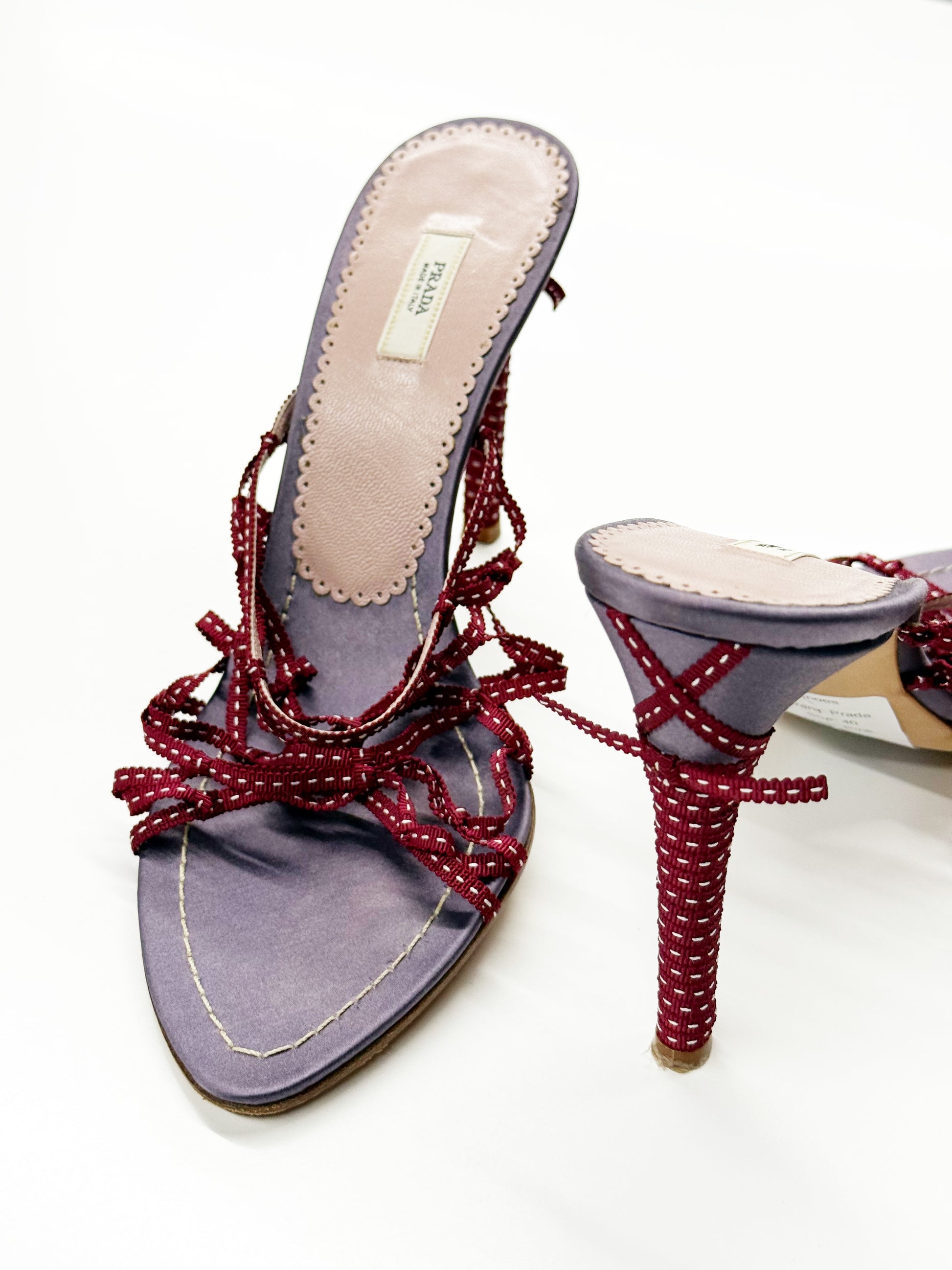 Prada Beaded Lace-Up Heels