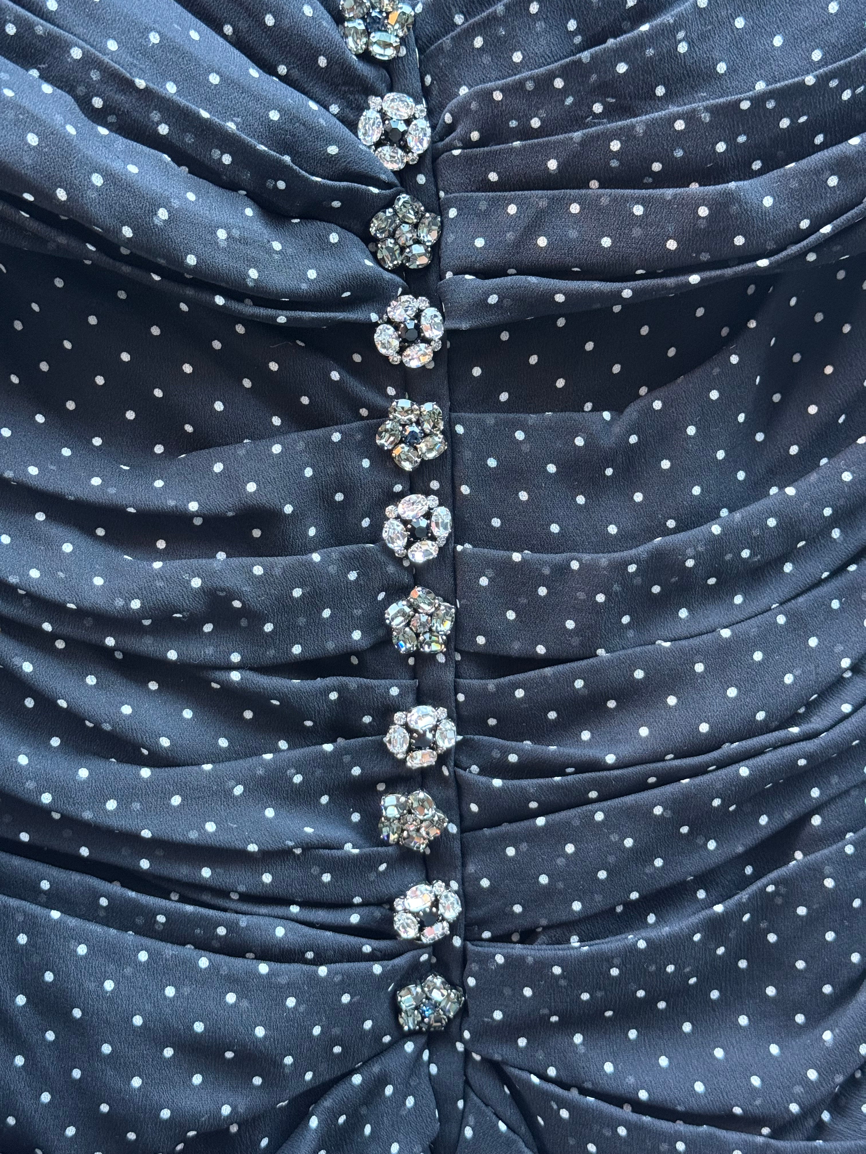 Dolce & Gabbana Black Polka Dot Ruched Dress