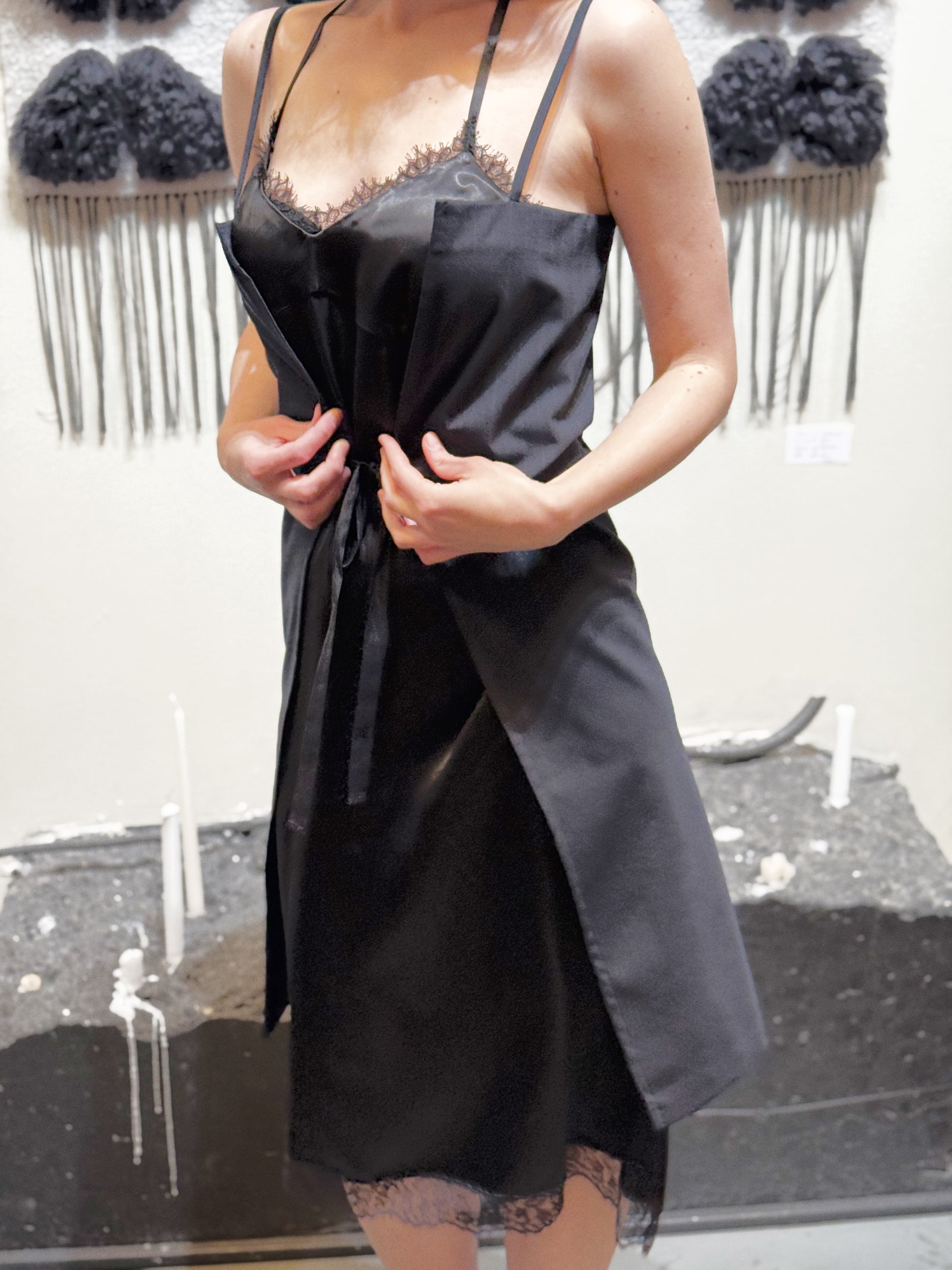 MM6 Maison Margiela Black Lace-Trim Dress