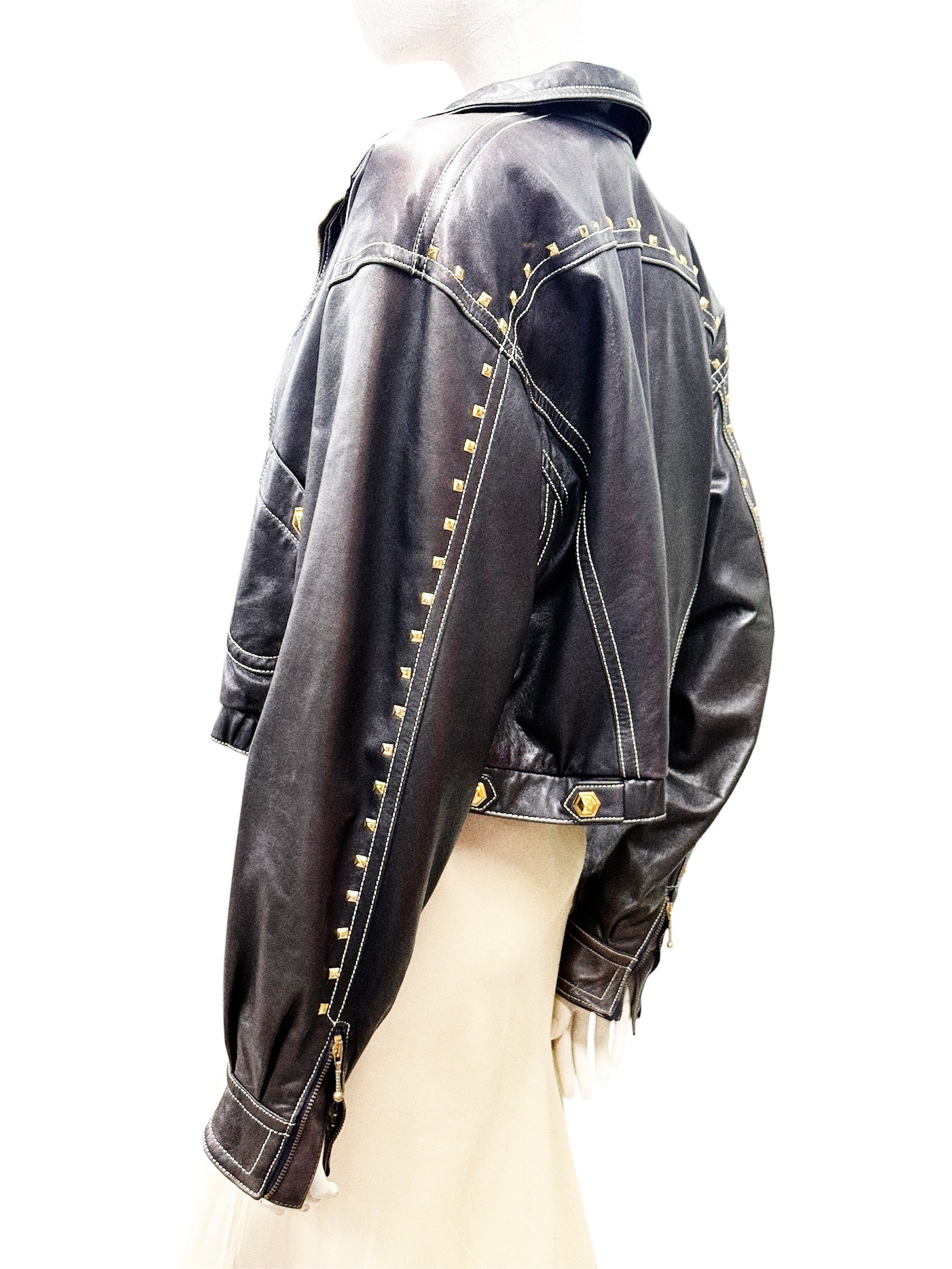 Escada by Margaretha Ley Vintage Studded Leather Jacket