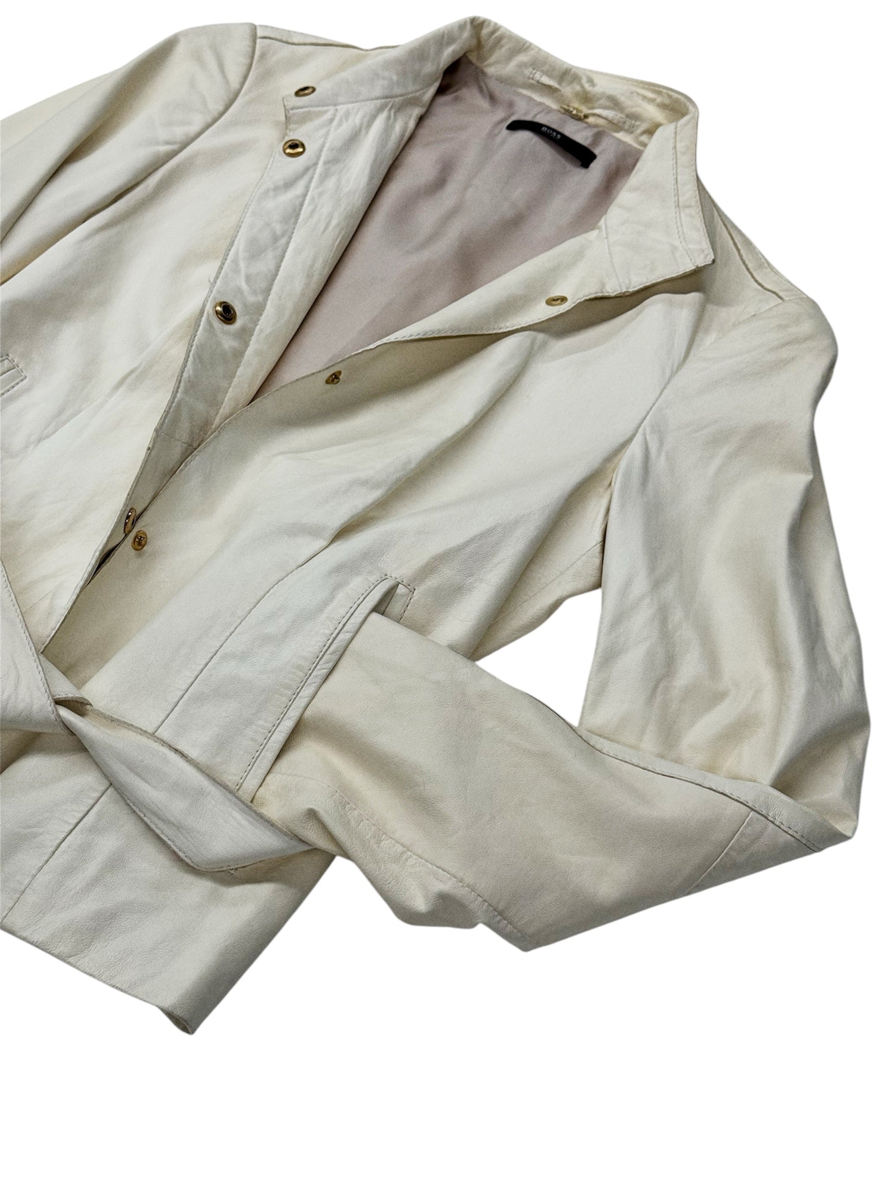 HUGO BOSS Lamb Leather Belted Jacket