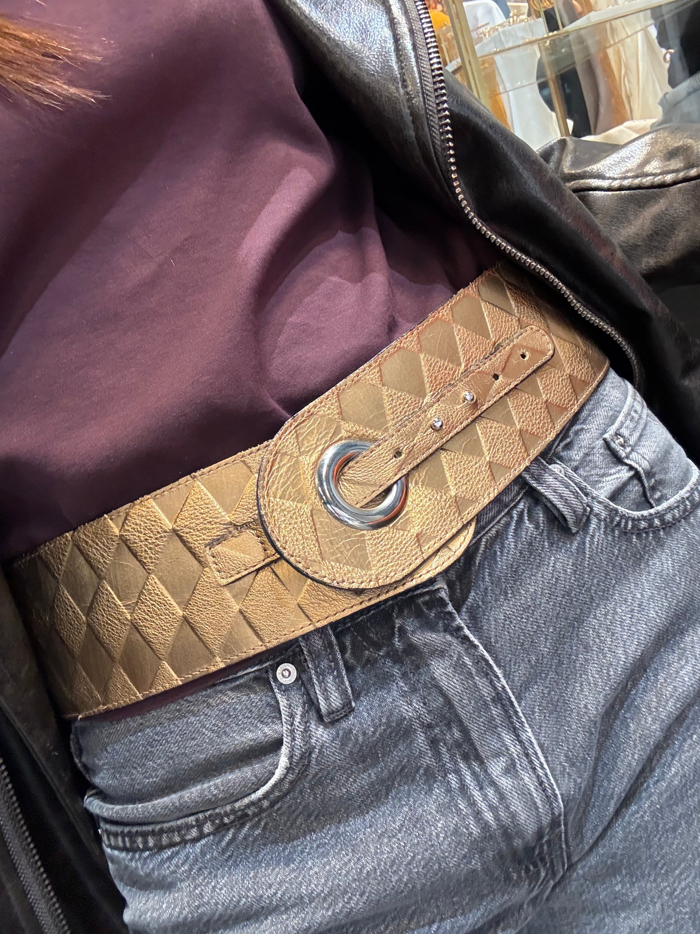 Gold Leather Waist Belt by Merete Fonnesberg