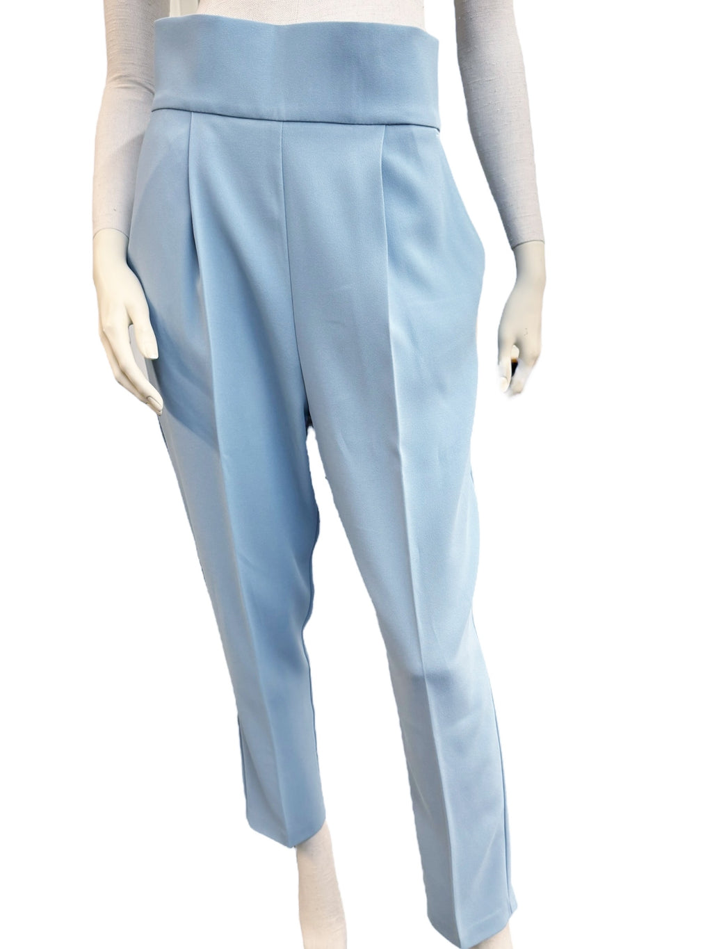 Pinko Light Blue Crepe Suit – Double-Breasted Blazer & High-Waisted Pants
