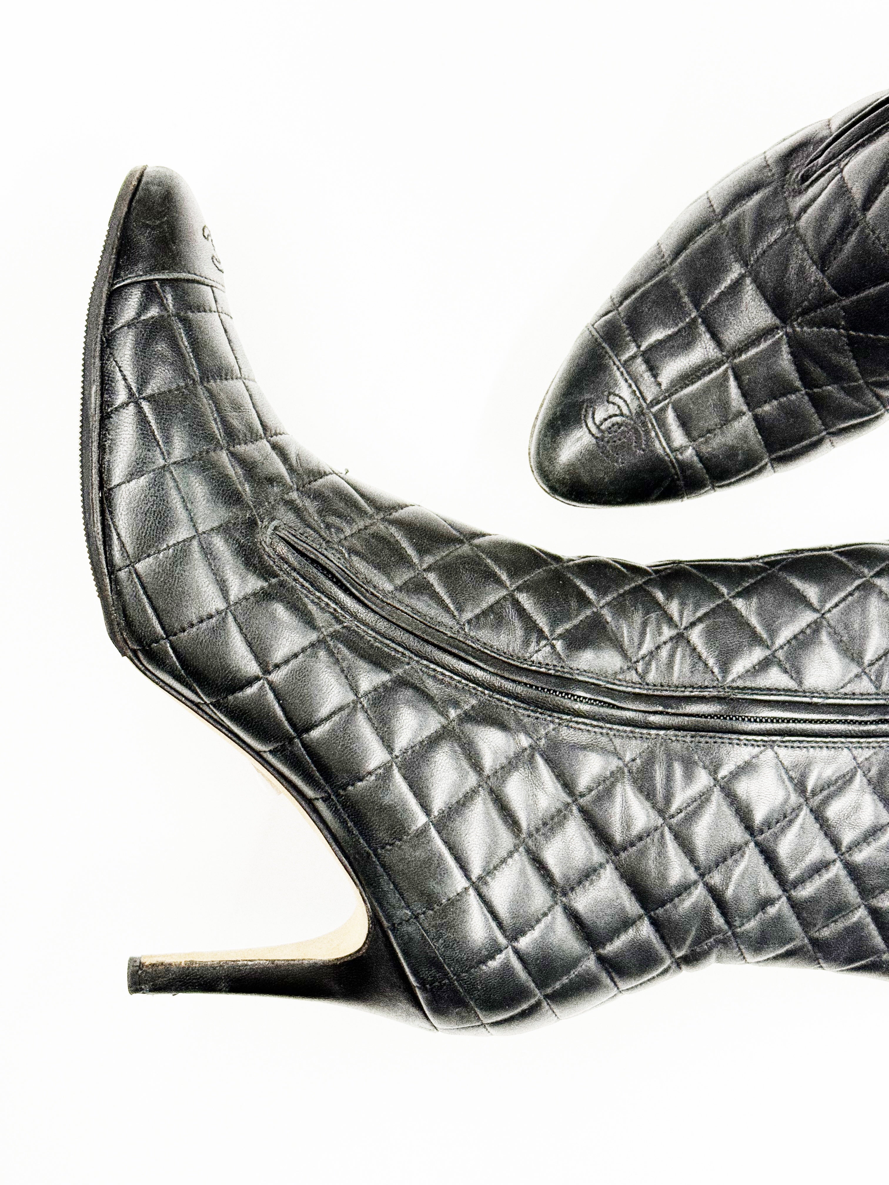 Chanel Quilted Leather Knee-High Boots