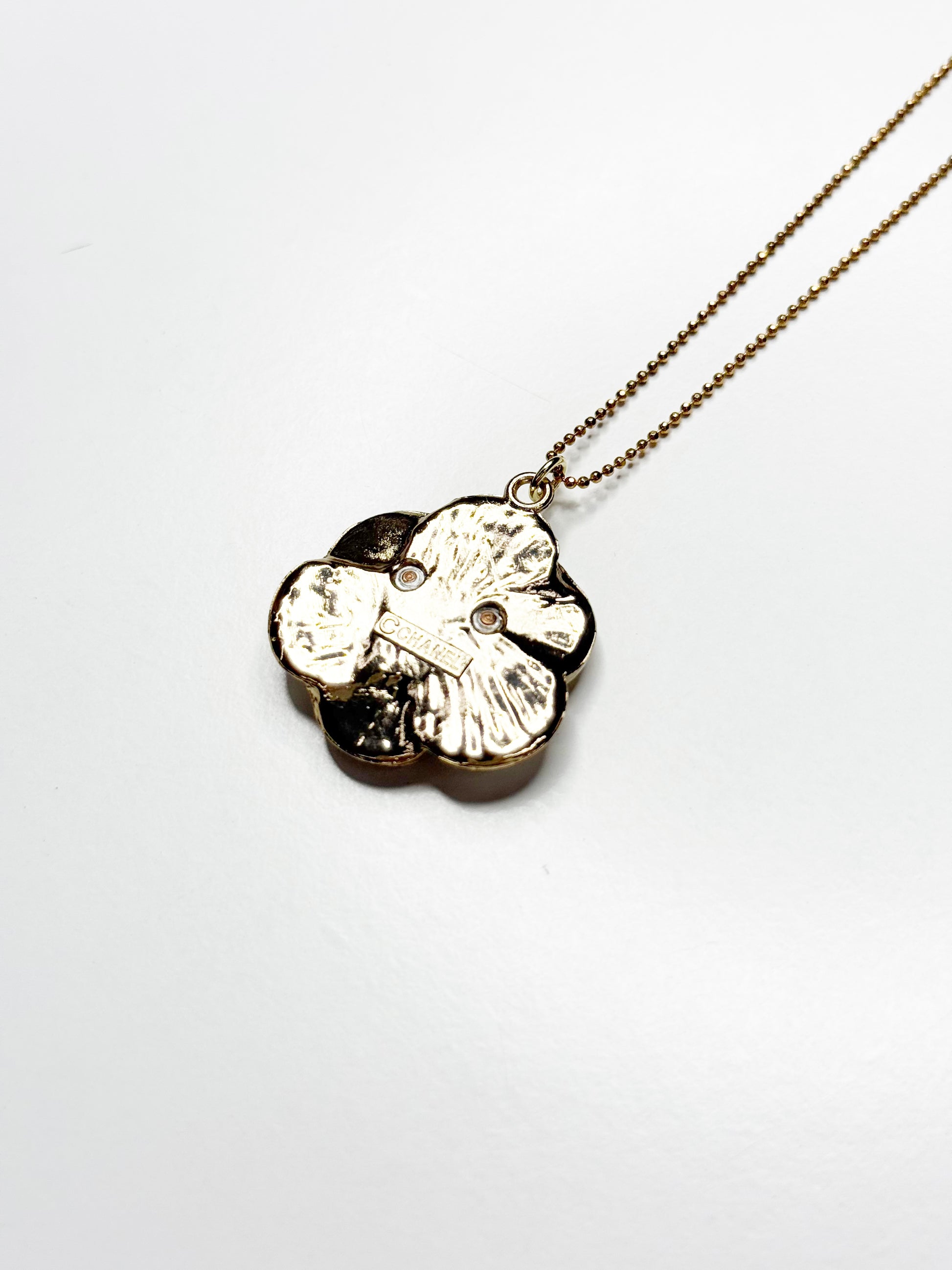 Vintage Chanel Camellia Logo Pendant Necklace