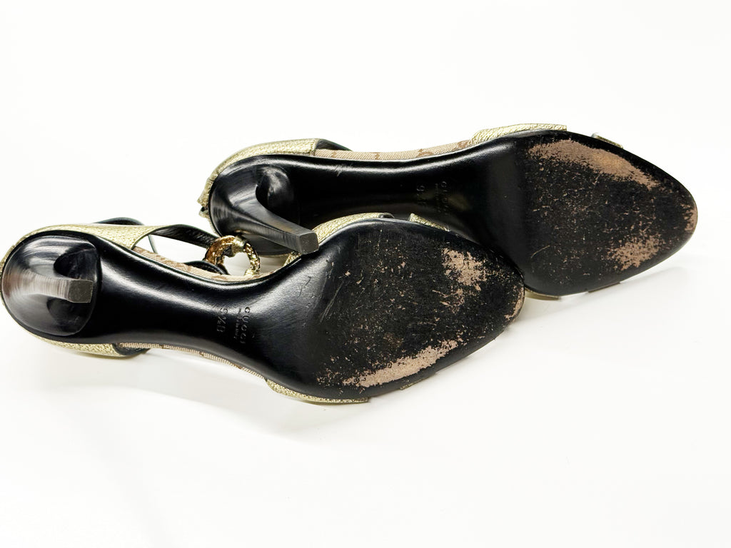 Gucci Metallic GG Monogram Chain Sandals