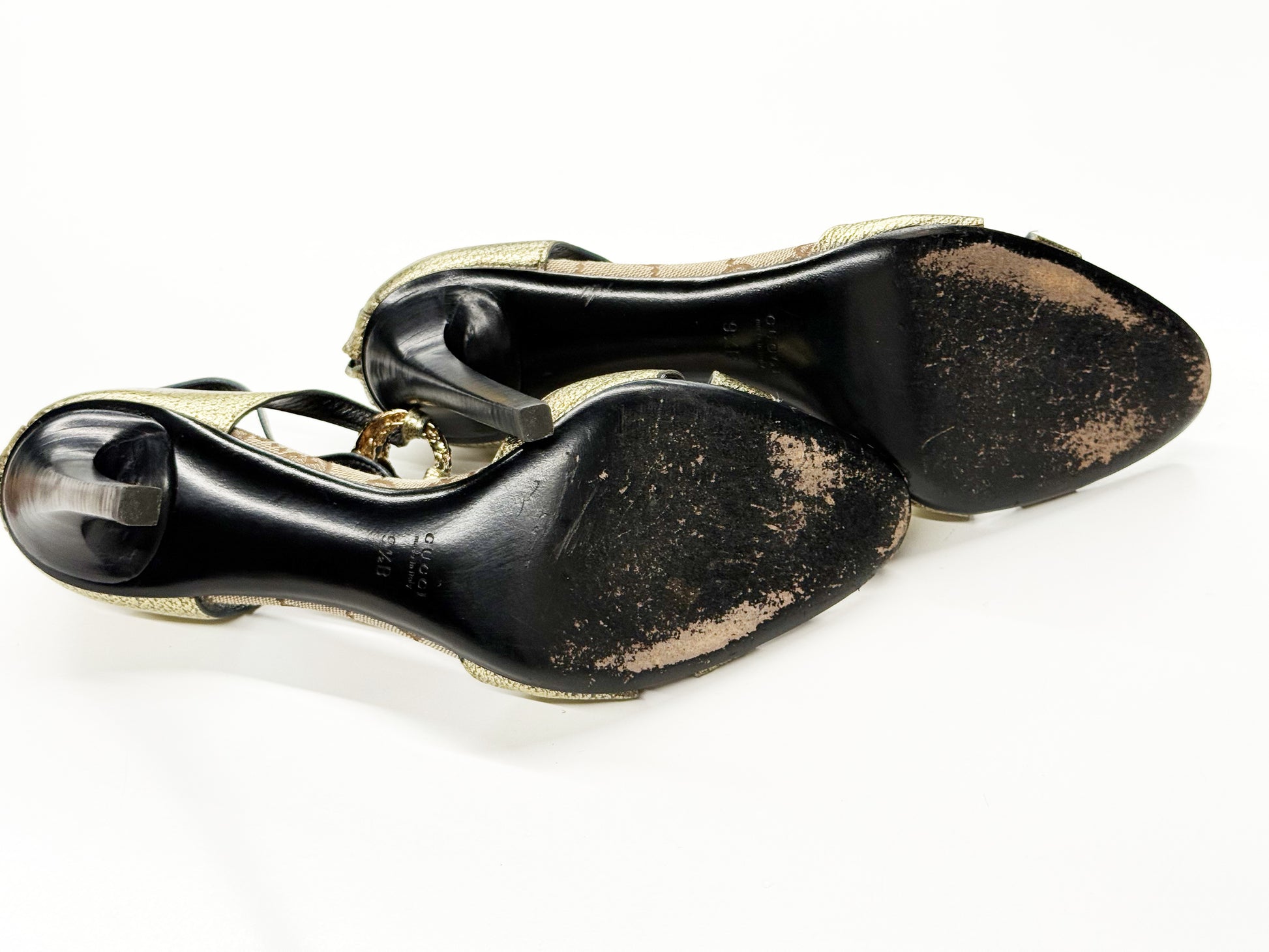 Gucci Metallic GG Monogram Chain Sandals