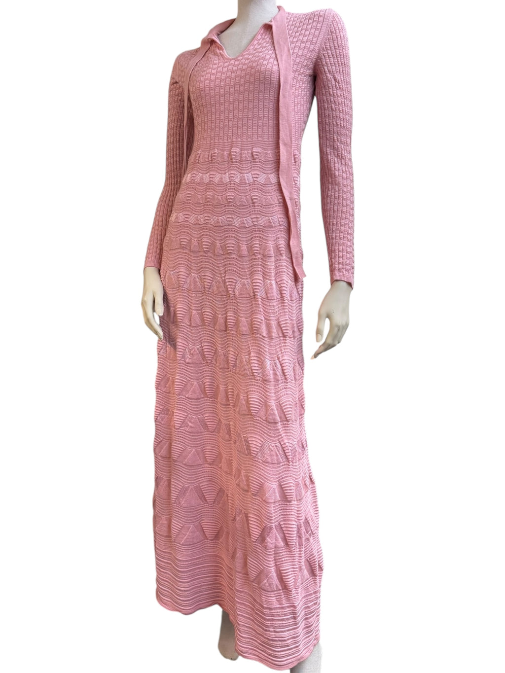 Missoni Pink Textured Knit Maxi Dress