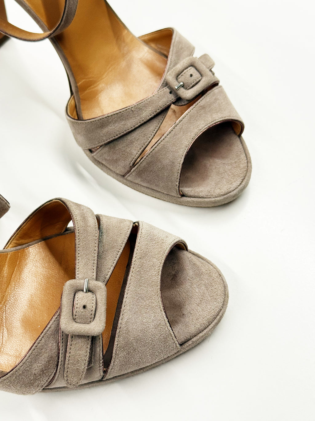 Hermès Suede Heeled Sandals