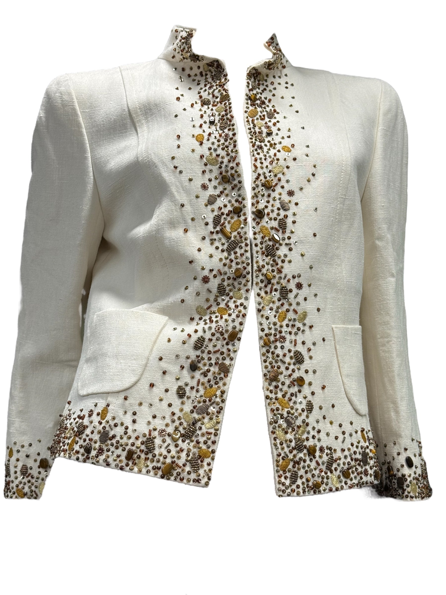 Escada Embellished Silk-Linen Jacket