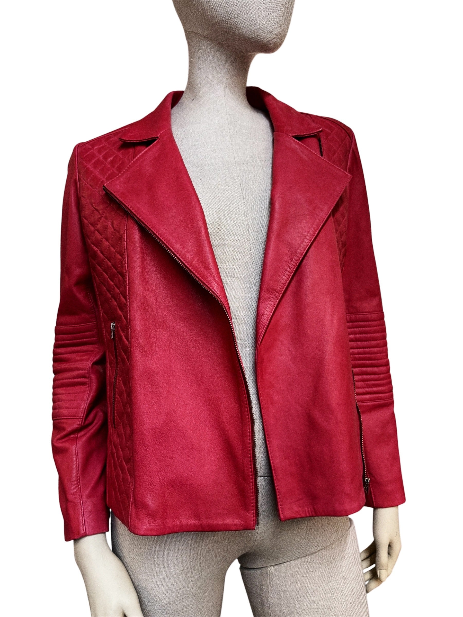 Pablo Gerard Darel Red Lamb Leather Jacket