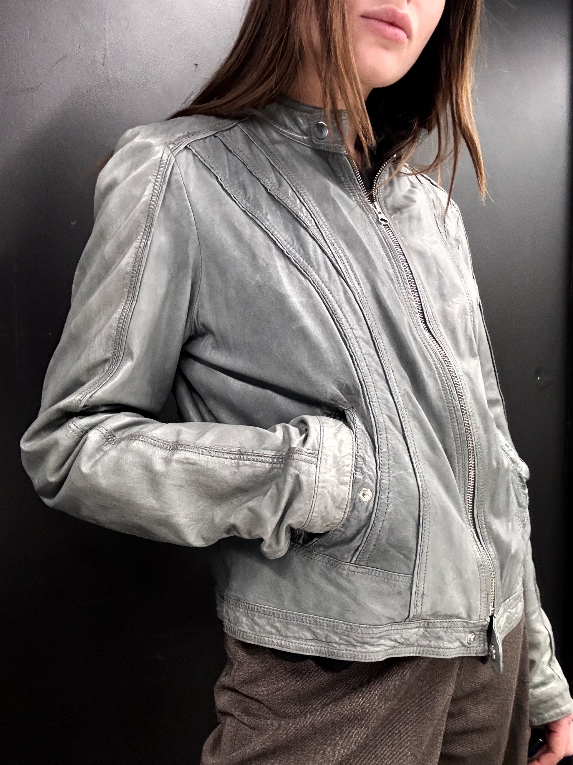 Rock’n Blue Gray Leather Jacket