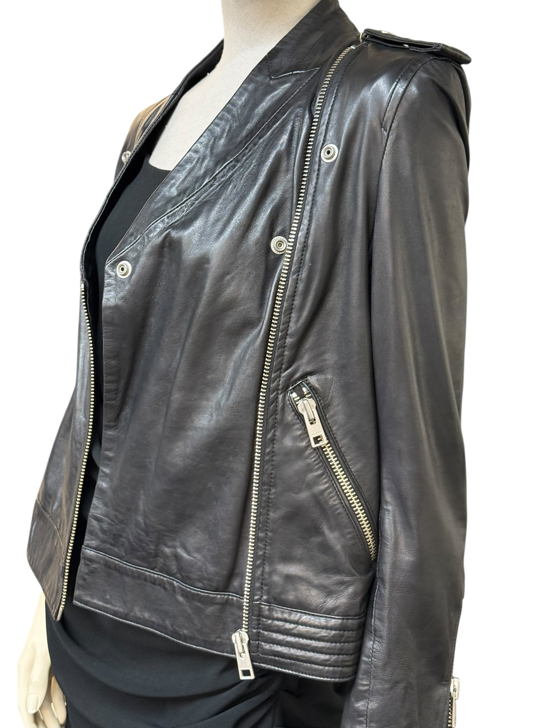 Zadig & Voltaire “LOON BIS” Lamb Leather Biker Jacket - EU 38